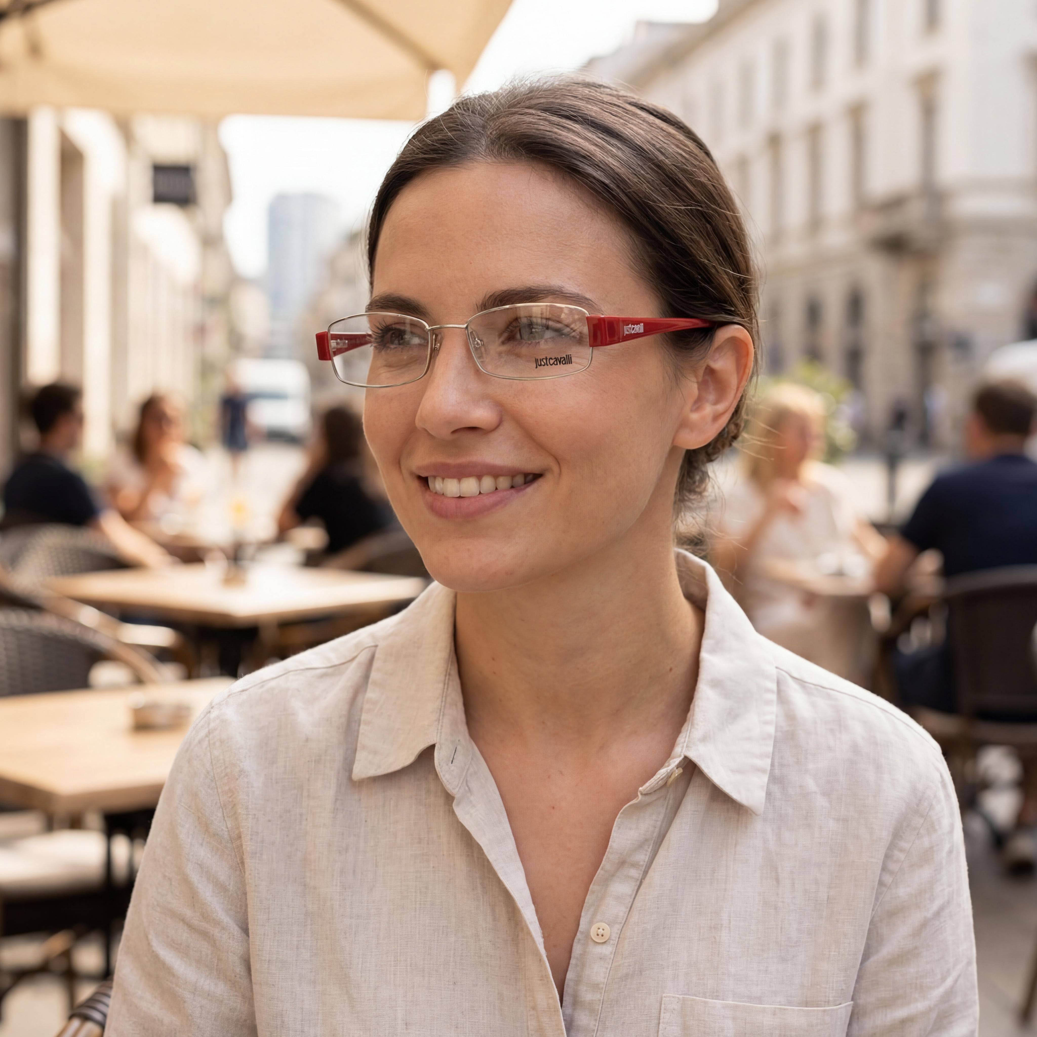 Gafas de vista Just Cavalli 0279_016-51 para mujer, montura de acetato de metal rojo plateado con lentes de plástico de 51 mm, Photo 3