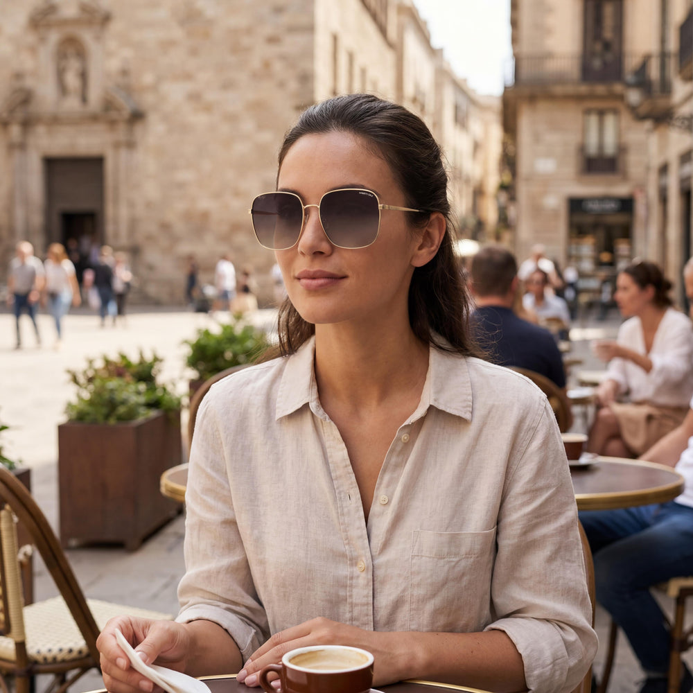 Gafas de sol Kenneth Cole New York KC6032W para mujer, montura metálica dorada, azul degradado, no polarizadas, 60 mm
