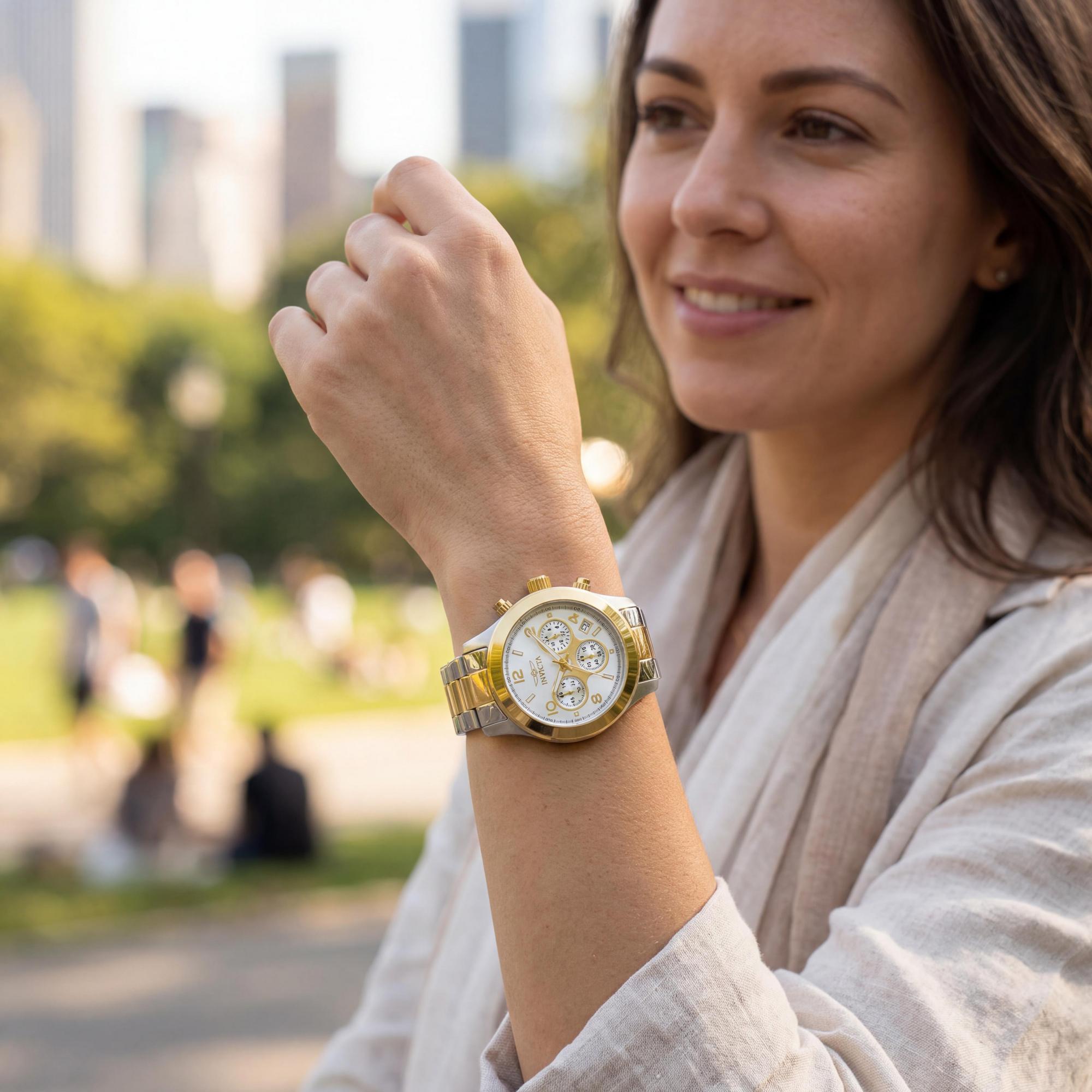 Reloj Invicta Angel de cuarzo con cronógrafo de acero inoxidable dorado de 38 mm para mujer, Photo 5