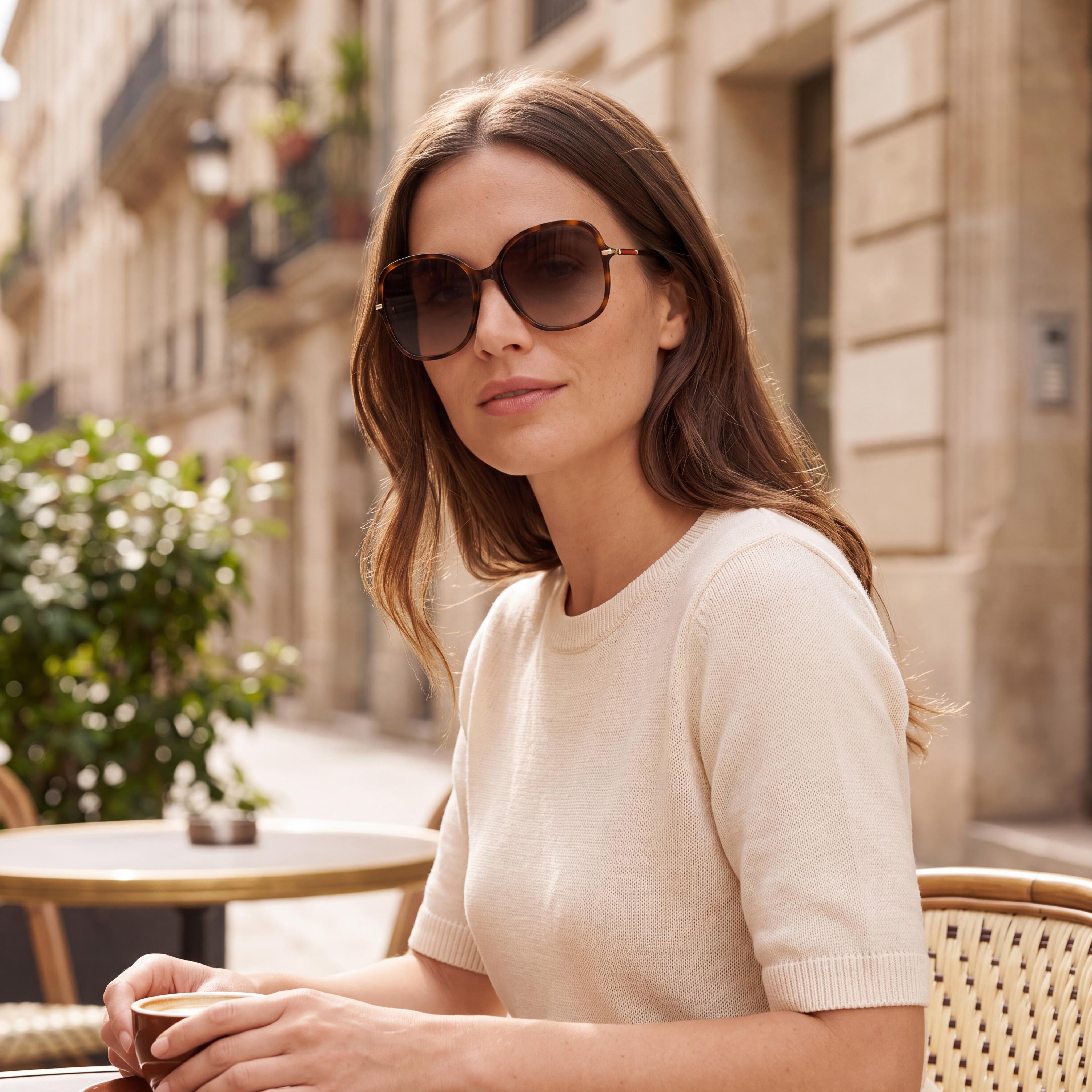CAROLINA HERRERA Casual Style Women's Multicolour Acetate Frame Brown Shaded Non-Polarized Sunglasses, Photo 4