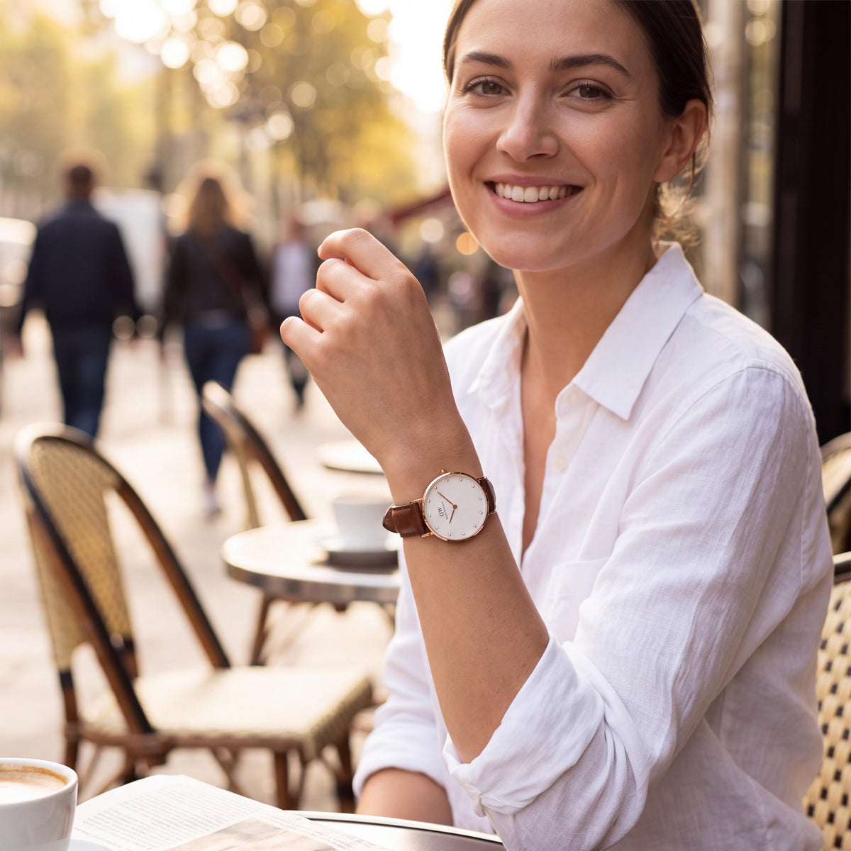 Daniel Wellington Women's Classy St Mawes 0950DW Watch, Rose Gold Case, White Dial, Brown Leather, 34mm, Photo 4