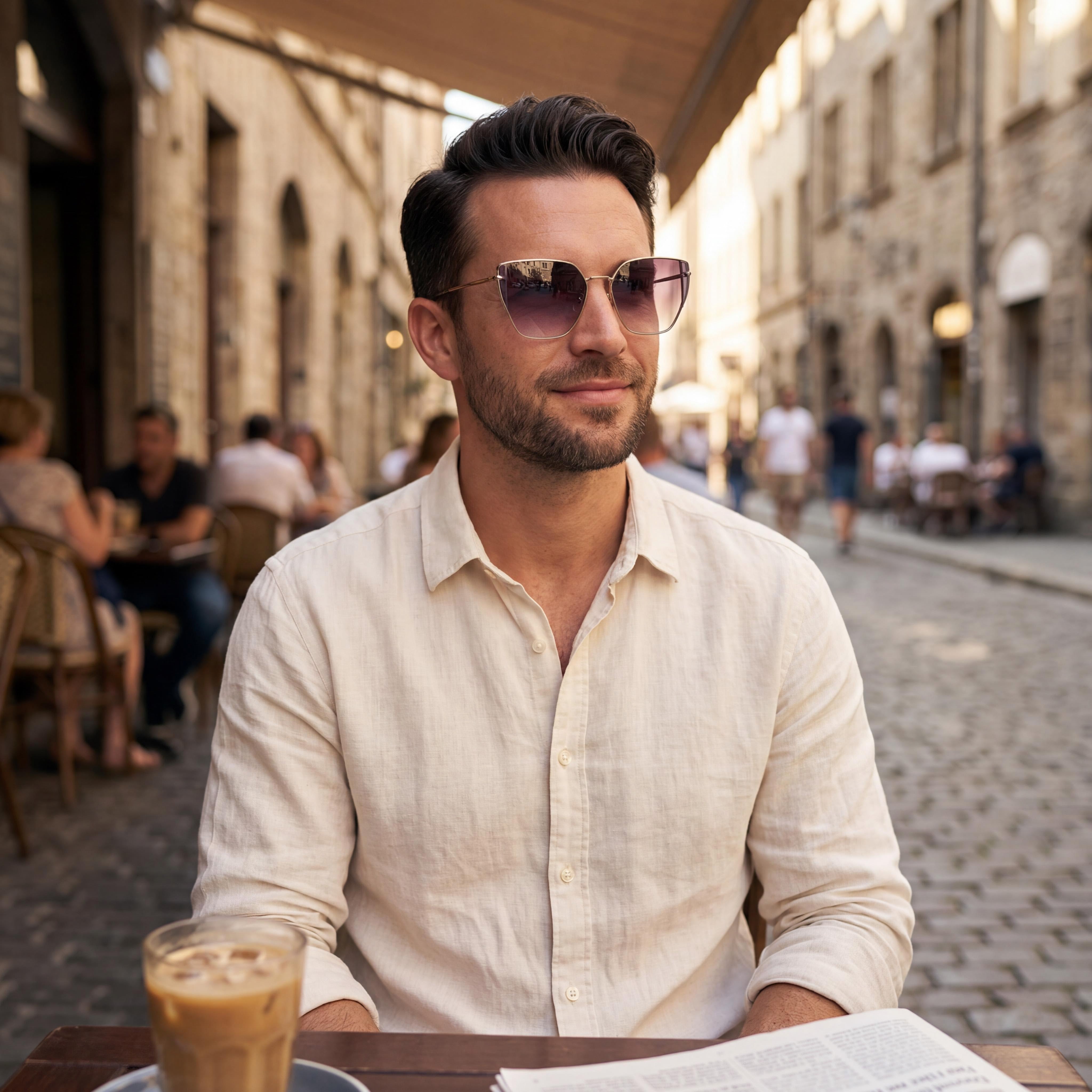 Police Modern Men's Metal Frame Non-Polarized Polycarbonate Eyewear Oro Chiaro Lucido 57-16-140mm, Photo 6