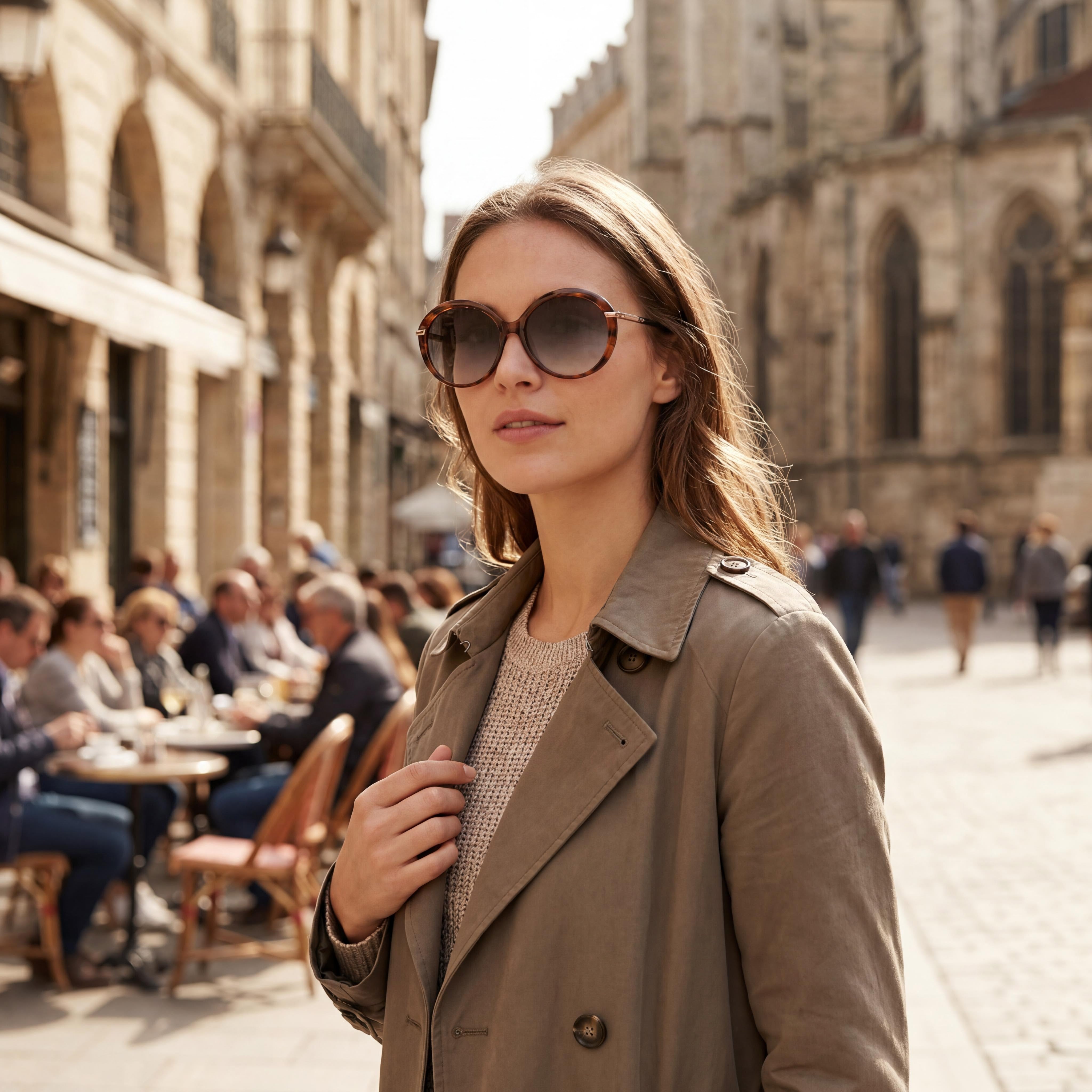 Rag & Bone Modern Heritage Women's Brown Horn Grey Acetate Non-Polarized Dark Grey Shaded Sunglasses 56mm, Photo 4