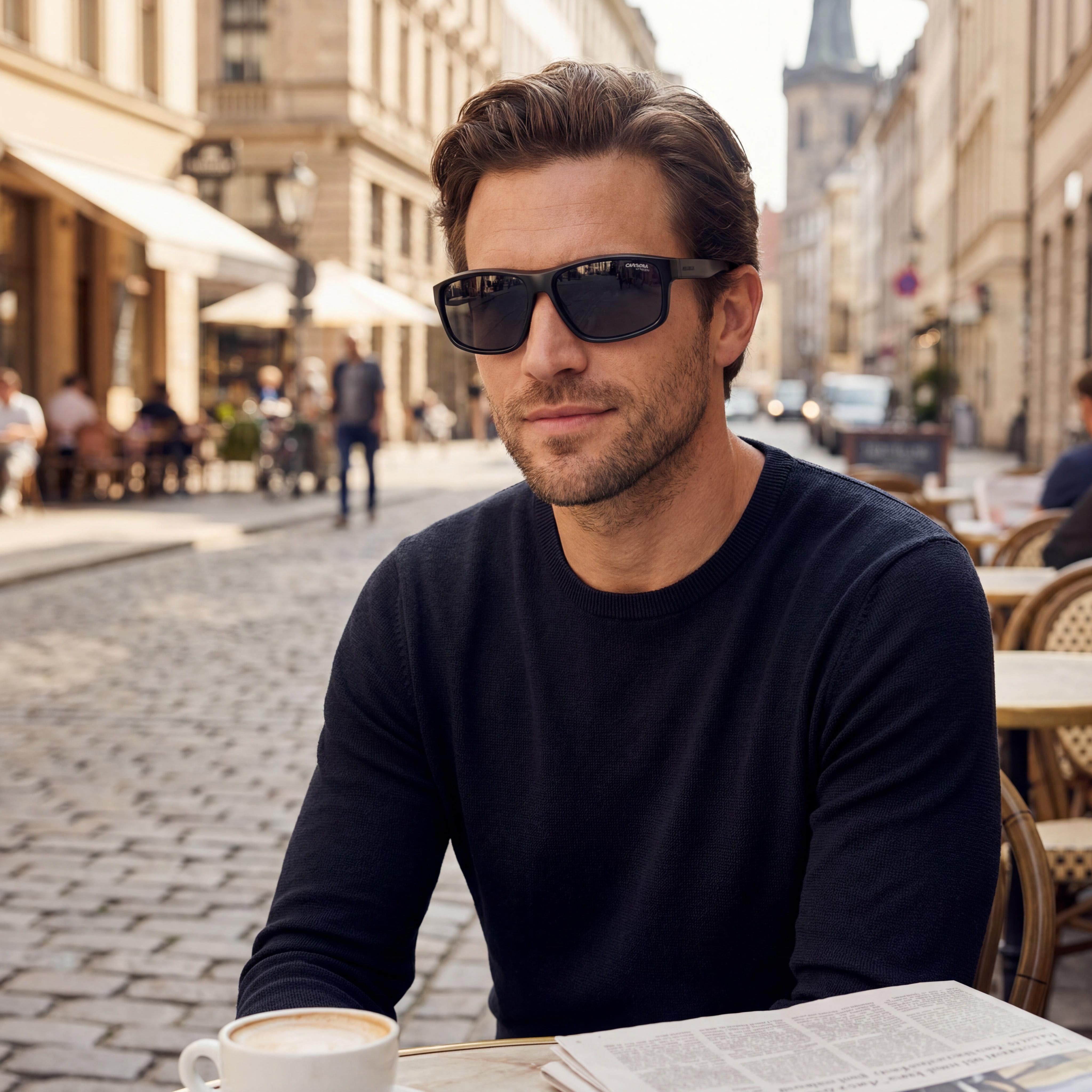Carrera 8038/S Men's Black Grey Polyamide Frame Non-Polarized Black Lens UV Protection Sunglasses 61mm, Photo 6