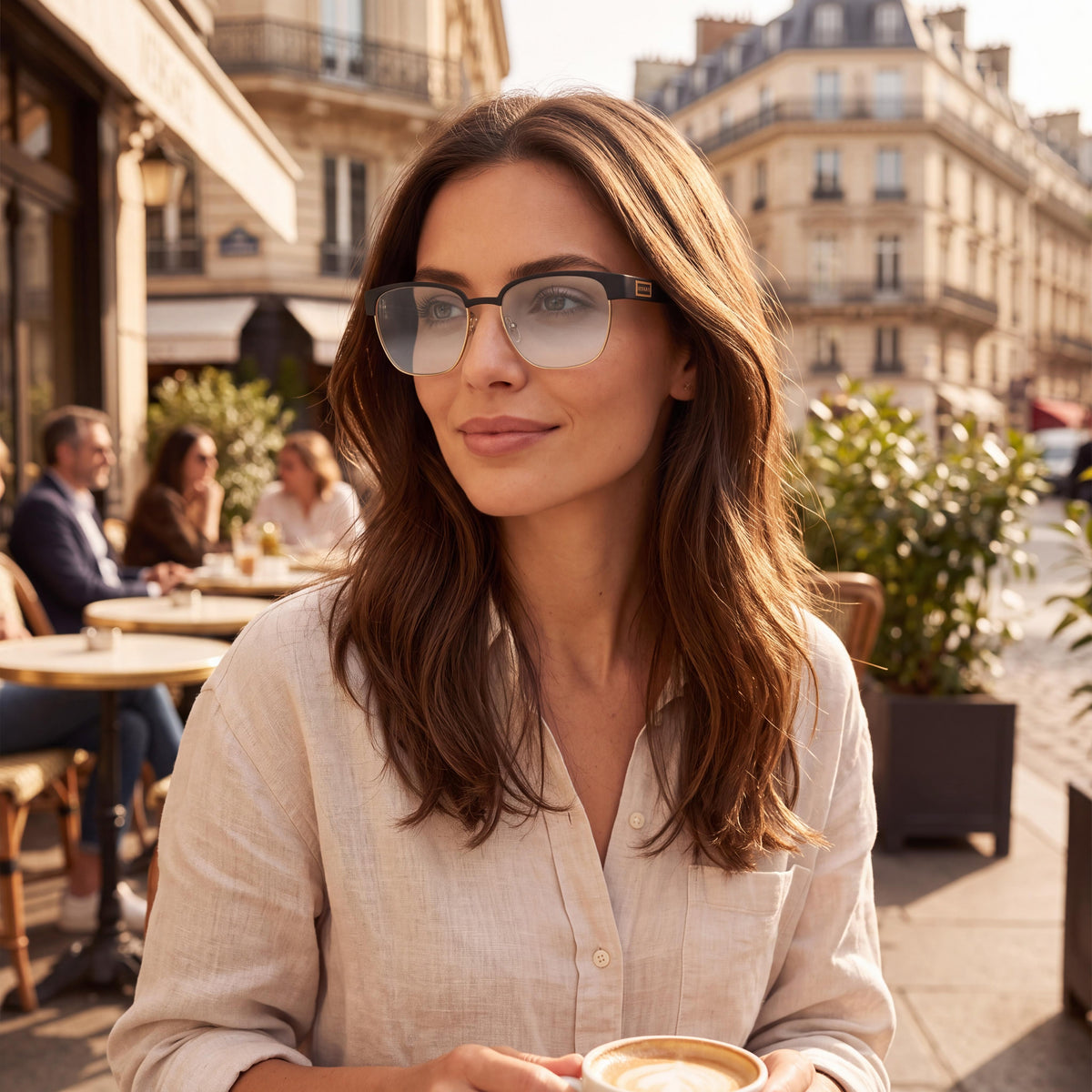 Gafas Versace Modern VE1264 Unisex con Montura Metálica Dorada y Negra Mate, Diseño Almohada, Lentes Transparentes 54mm, Photo 6