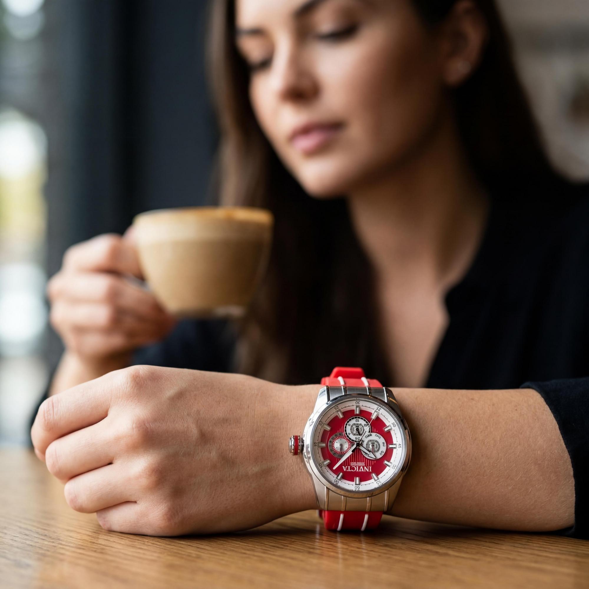 Reloj cronógrafo de cuarzo unisex Invicta Speedway 49051, acero inoxidable, 48 mm, esfera roja, correa de silicona, Photo 4