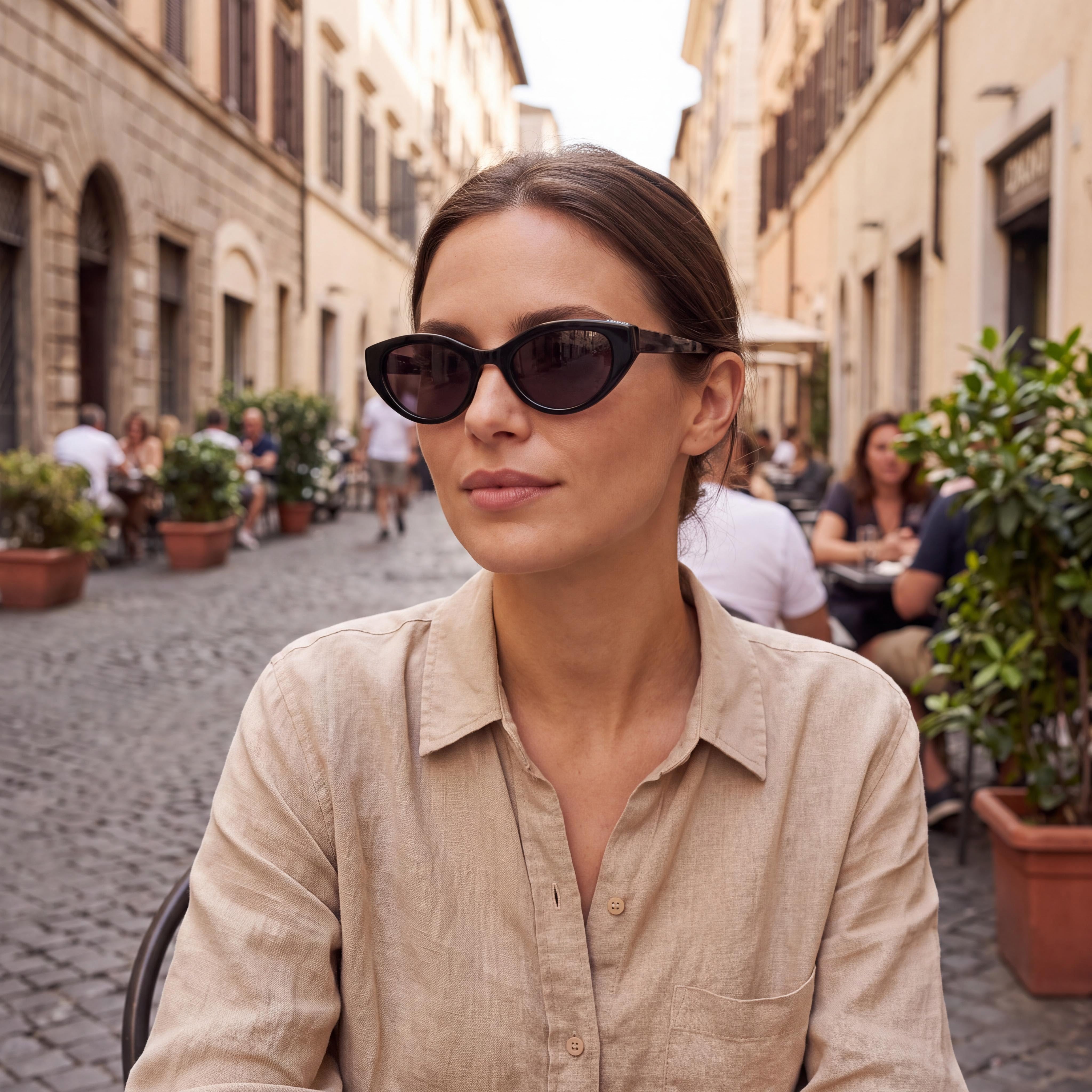 DKNY Classic Women's Black Acetate Frame, UV Protected Polycarbonate Lens Sunglasses, 51mm, Photo 6