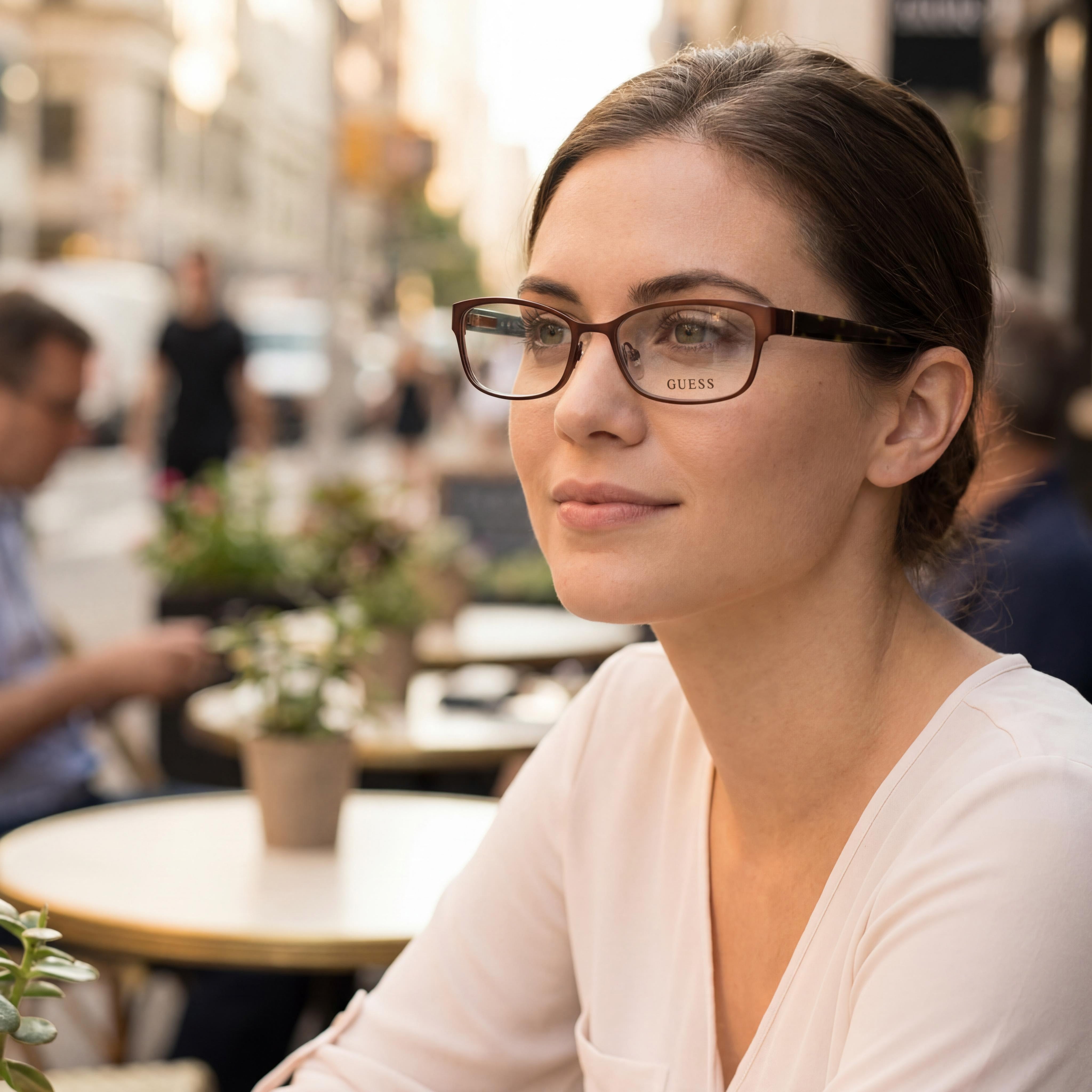 GUESS Gu2515 Women's Eyeglass Frames in Matte Dark Brown Composite, Full Rim Style, 50mm Lens, Photo 5