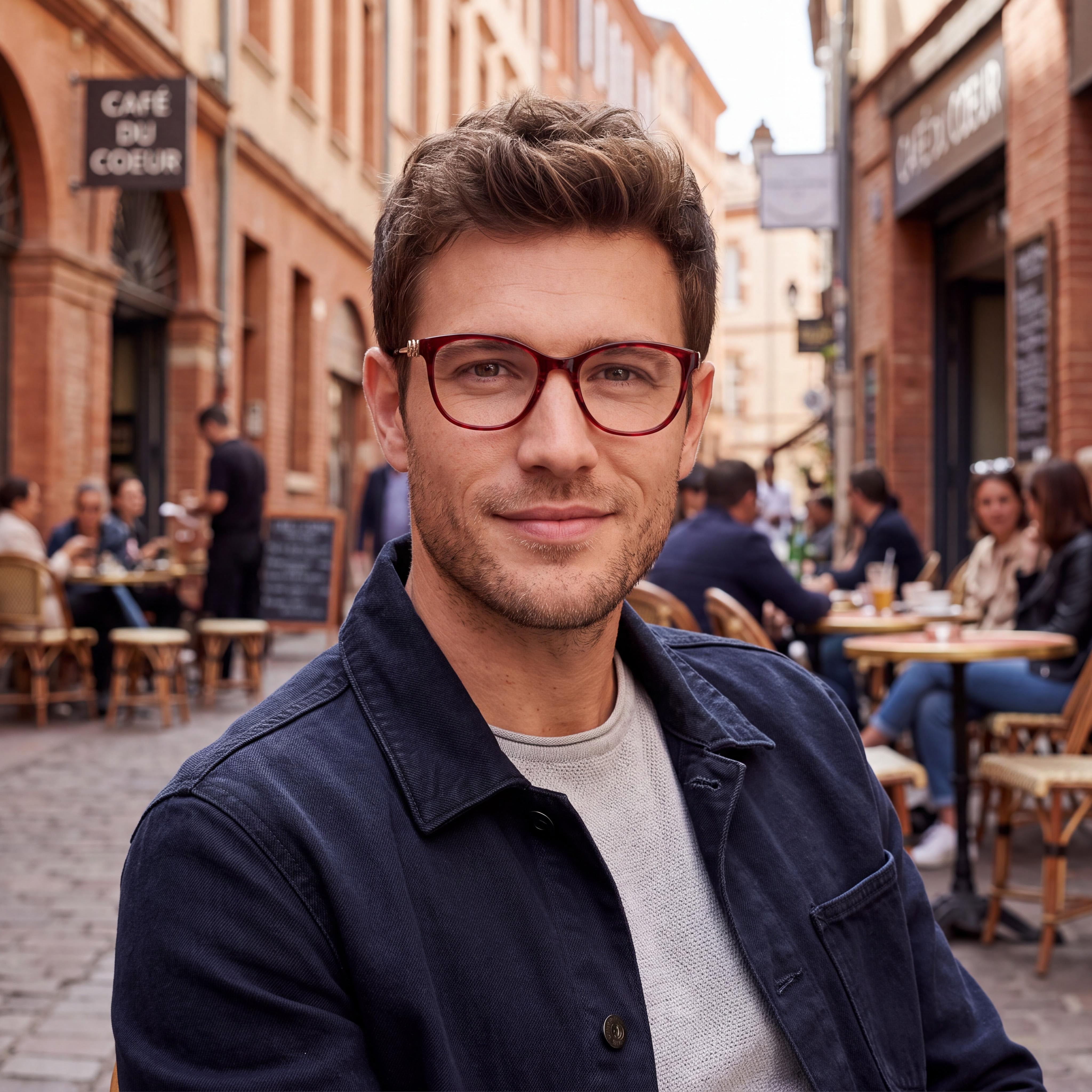 GUESS Classic Men's Plastic Frame Eyewear in Shiny Bordeaux Pink Gold, Non- Lenses, 52mm Lens Width, Photo 4