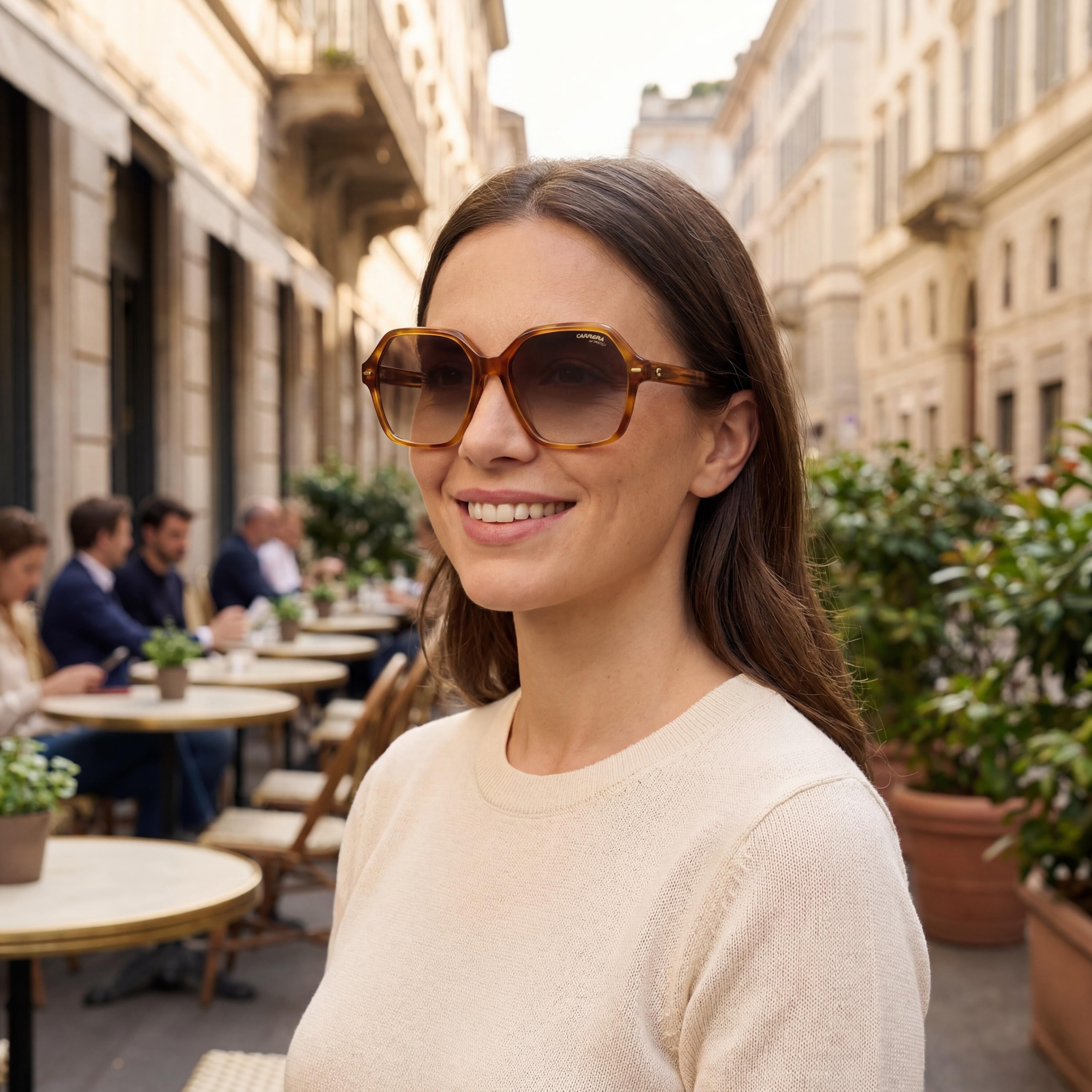 Gafas de sol Carrera Classic para mujer, de plástico color habana, con cristales de policarbonato marrones degradados y protección UV, 56 mm, Photo 4