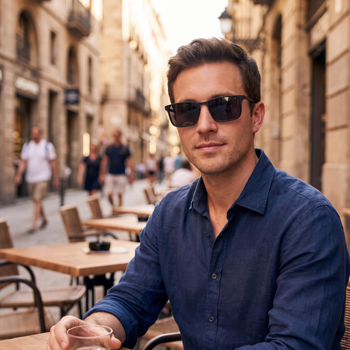 Montura de gafas graduadas para hombre Flexon Casual Collection con acabado en negro mate, ancho de lente de 55 mm, Photo 6