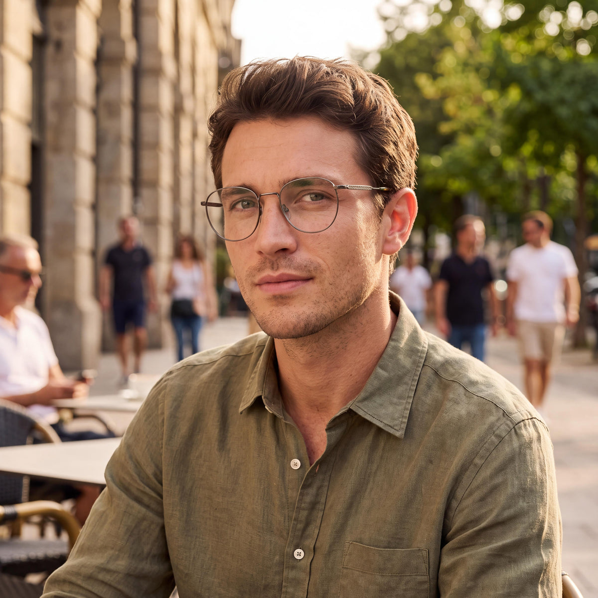 Gafas graduadas Lacoste para hombre con montura de acetato en color gris plomo oscuro y lentes transparentes de policarbonato, 52 mm, Photo 5