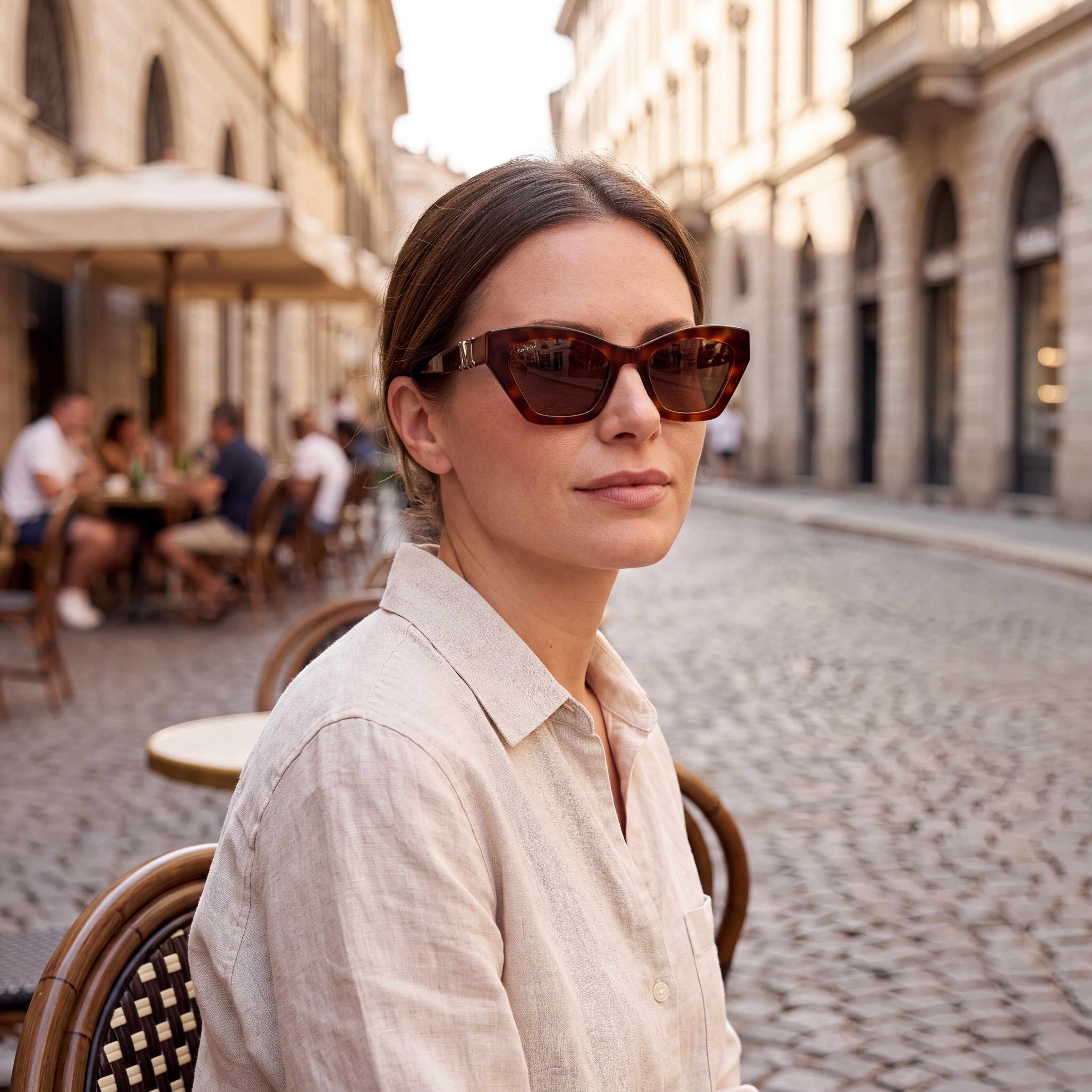 MaxMara Women's Casual Sunglasses, Dark Havana Plastic Frame, Brown Lenses, 52mm, UV Protection, Photo 6