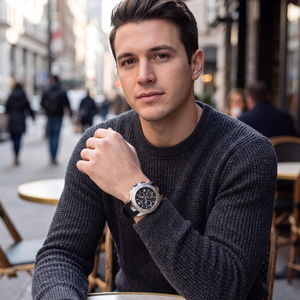 TechnoMarine TM-620001 Uf6 Men's Luxury Watch, Featuring a Black Silicone Strap and Glow In The Dark Functionality