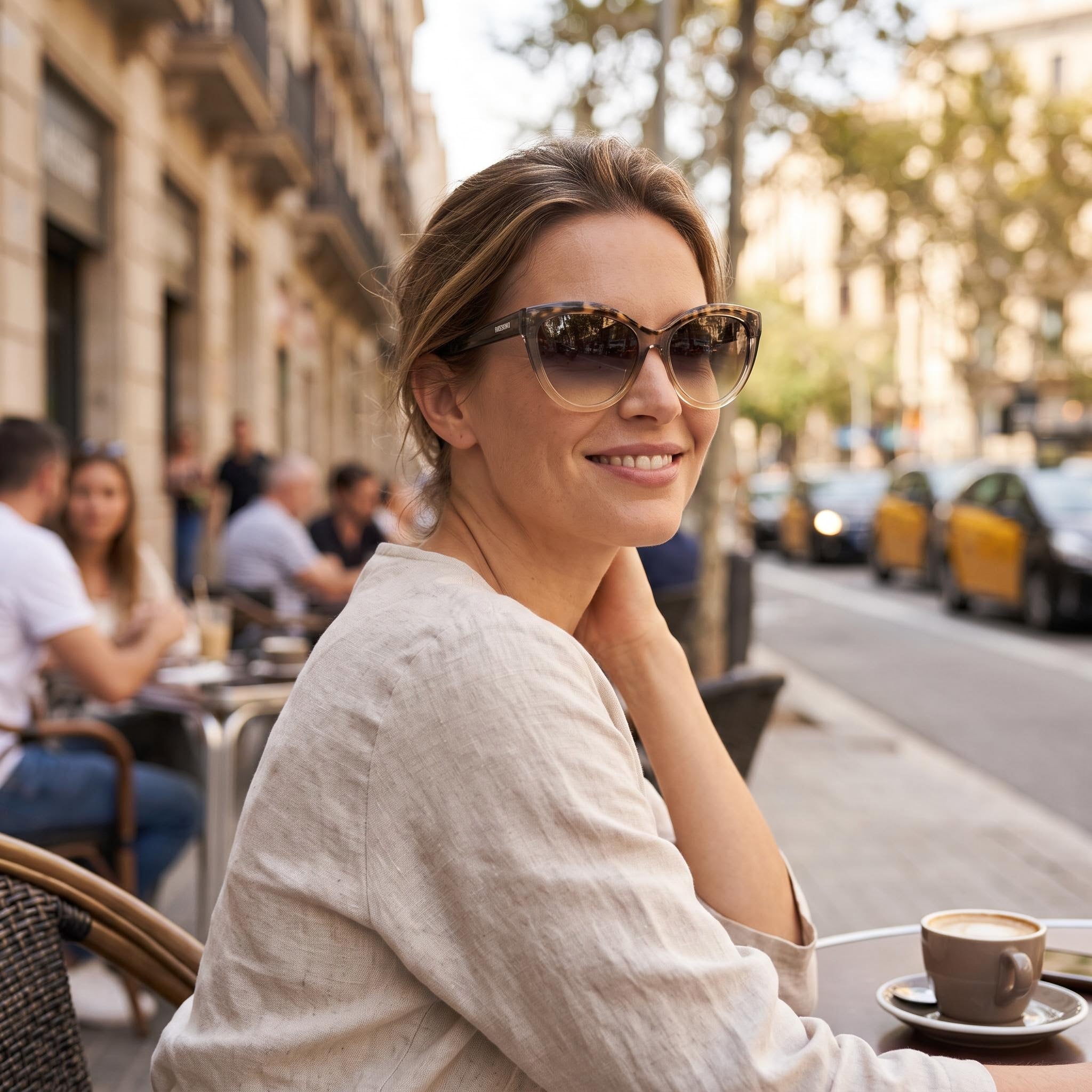 Missoni Modern Women's Cat Eye Acetate UV Protection Transparent Faded Tortoise Grey Ochre Sunglasses 57mm, Photo 6