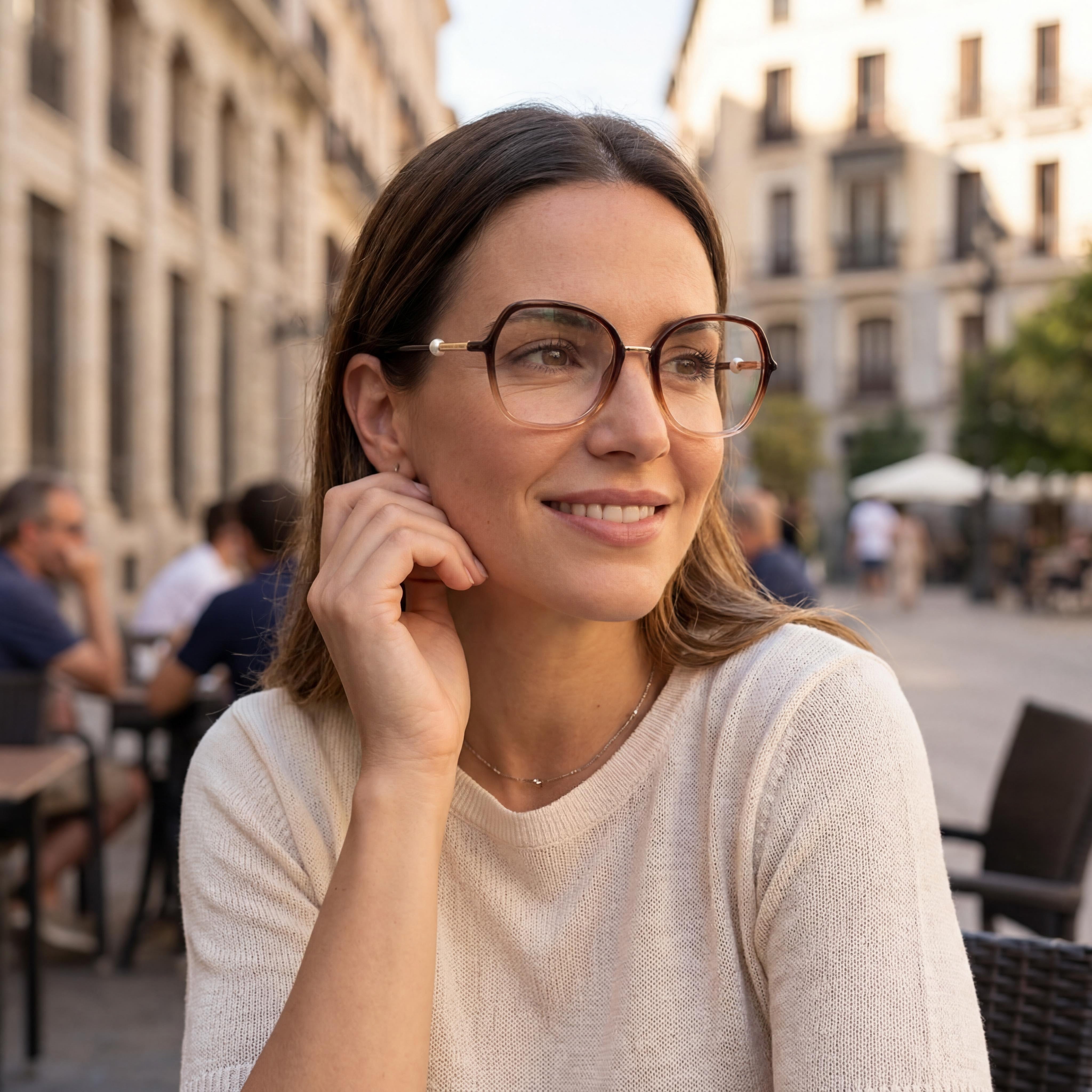 CAROLINA HERRERA Her 0080 Gafas de sol para mujer con montura de poliamida marrón nude, lentes de 53 mm con protección UV no polarizadas., Photo 5