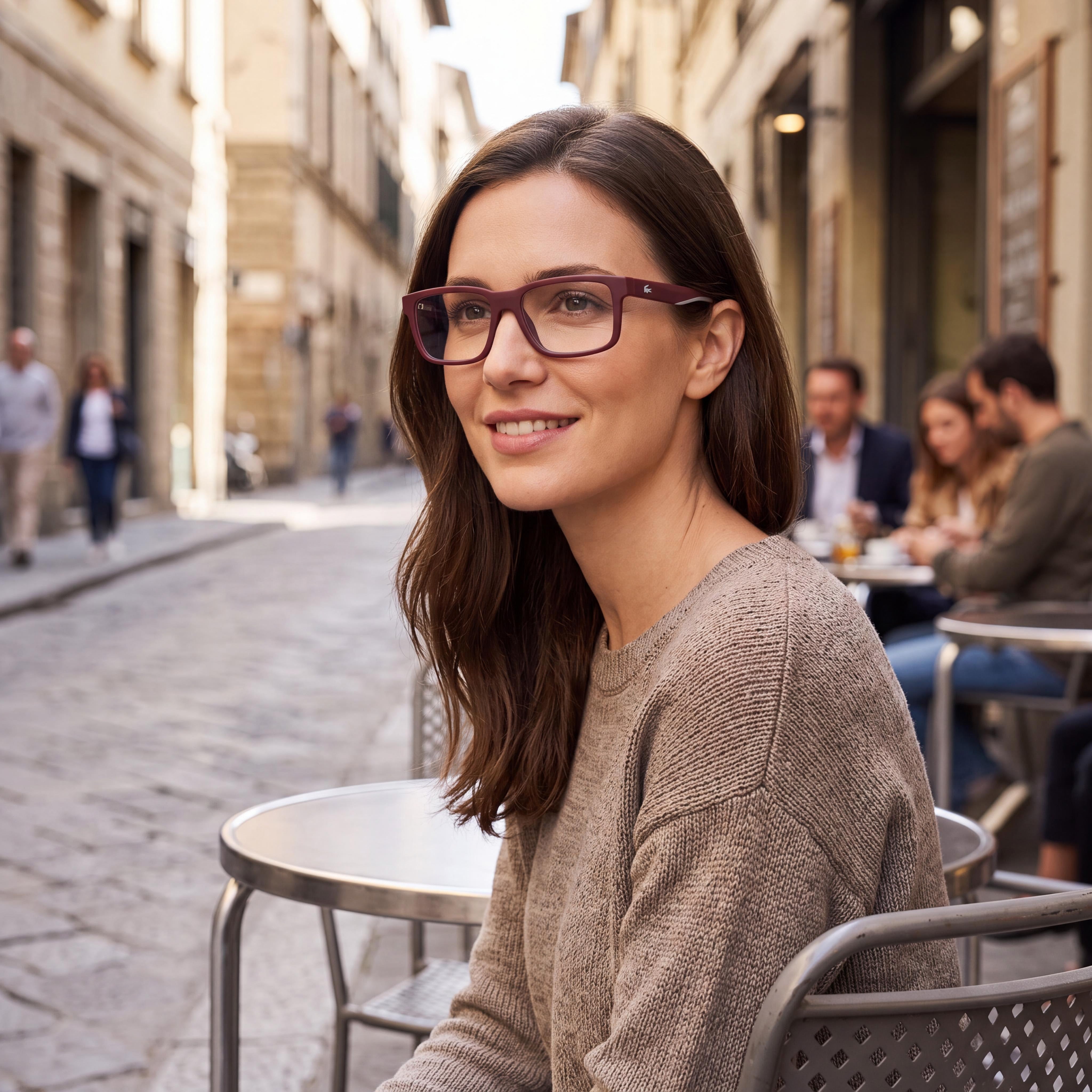 Gafas Lacoste Modern para Mujer Rojo Oscuro Inyectadas 55mm, Photo 4