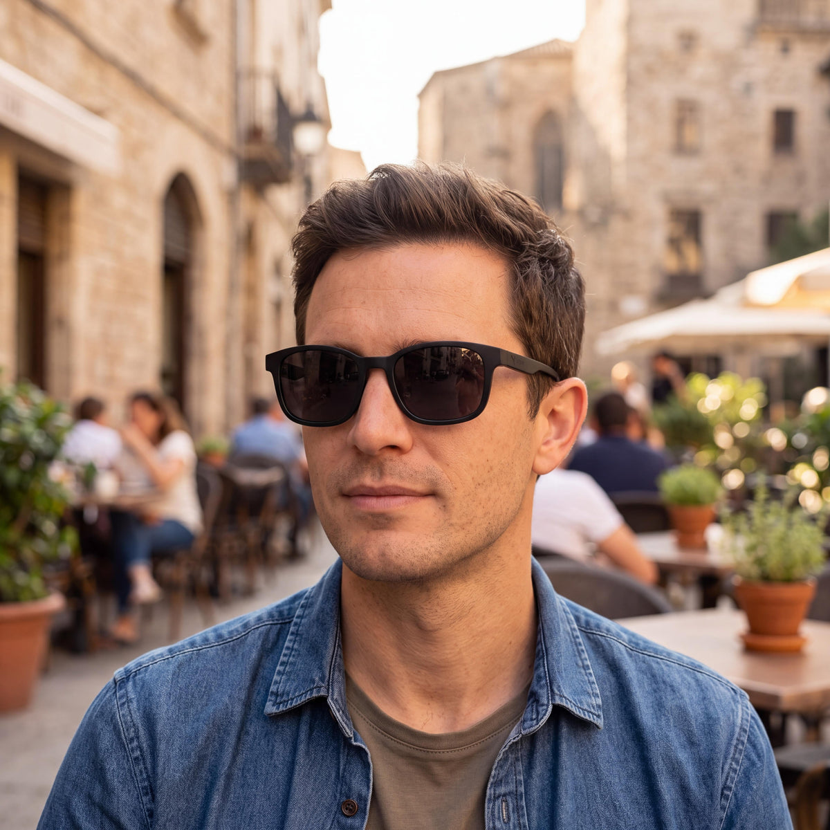 Gafas de sol para hombre PUMA 0385S de plástico inyectado negro con forma cuadrada y lentes grises no polarizadas de 52 mm, Photo 4