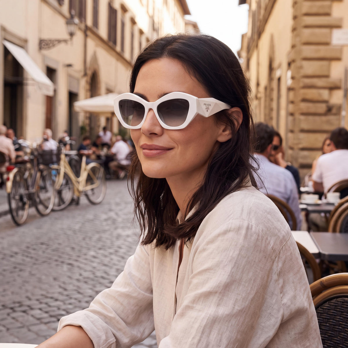 Prada 0pr 07ys Women's White Grey Shaded Polycarbonate Frame Grey Shaded Non-Polarized 100% UV Protection 53mm, Photo 5