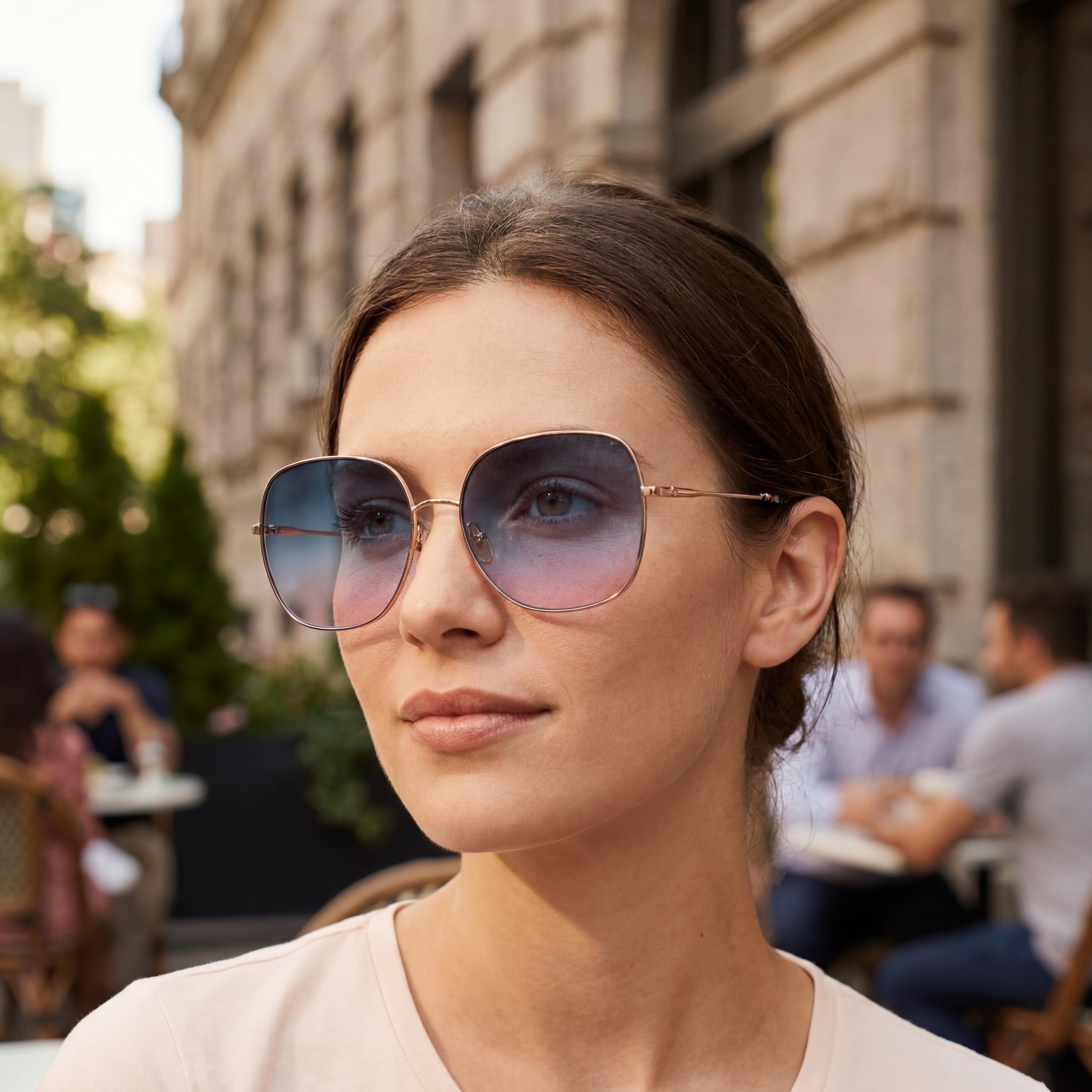 Kate Spade New York Seasonal Women's Blue Pattern Metal Frame UV Protected Sunglasses with Blue Doubleshade Peach Lenses 59mm, Photo 4