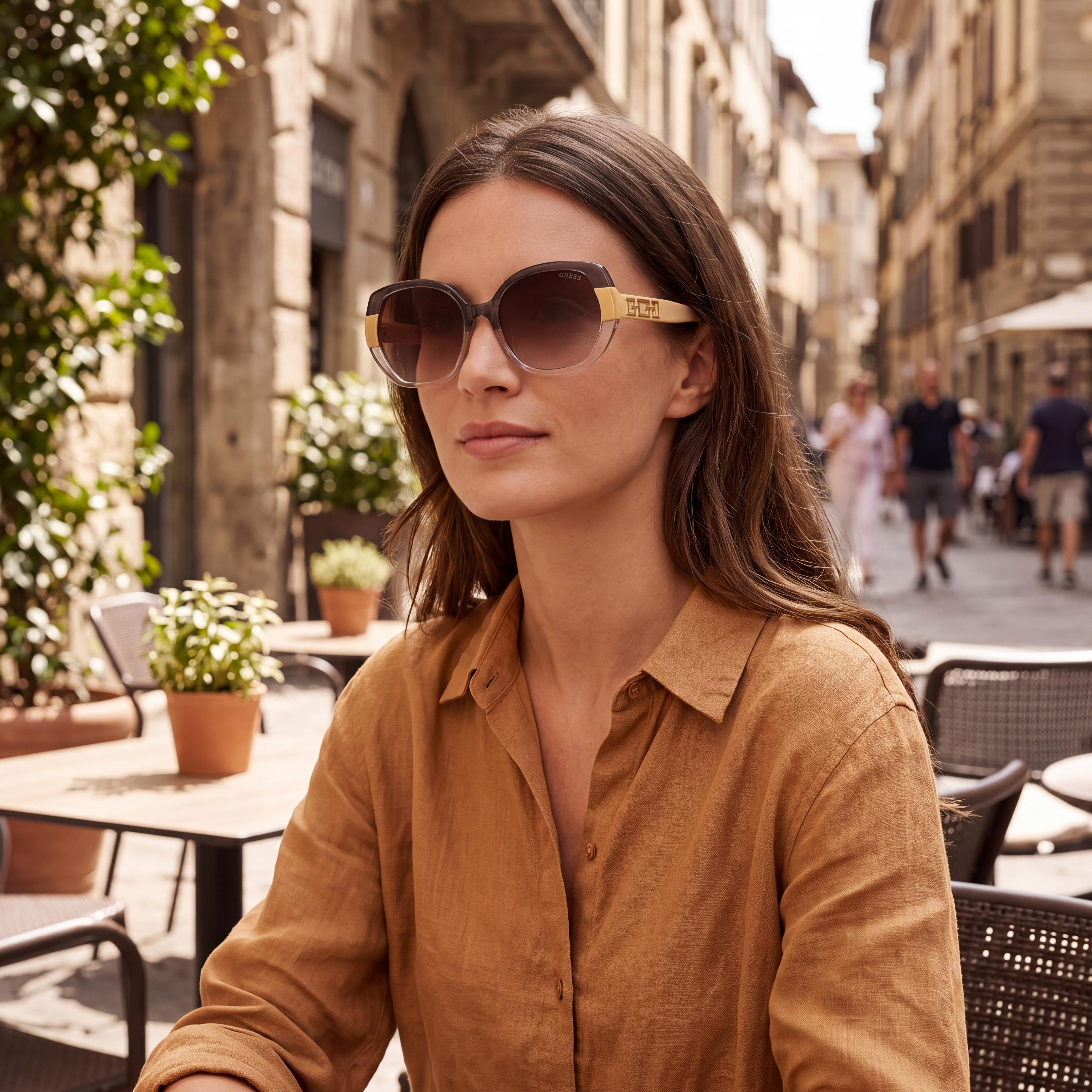 GUESS Women's GU7911 Yellow Multicoloured Plastic Gradient UV Protective Sunglasses 55mm, Photo 4