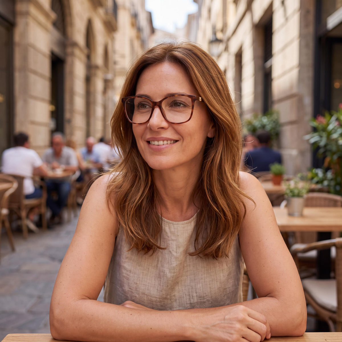Gafas de sol casuales MaxMara para mujer con montura de plástico rubio Habana, lentes de 55 mm de ancho, puente de 16 mm y patillas de 140 mm, Photo 4