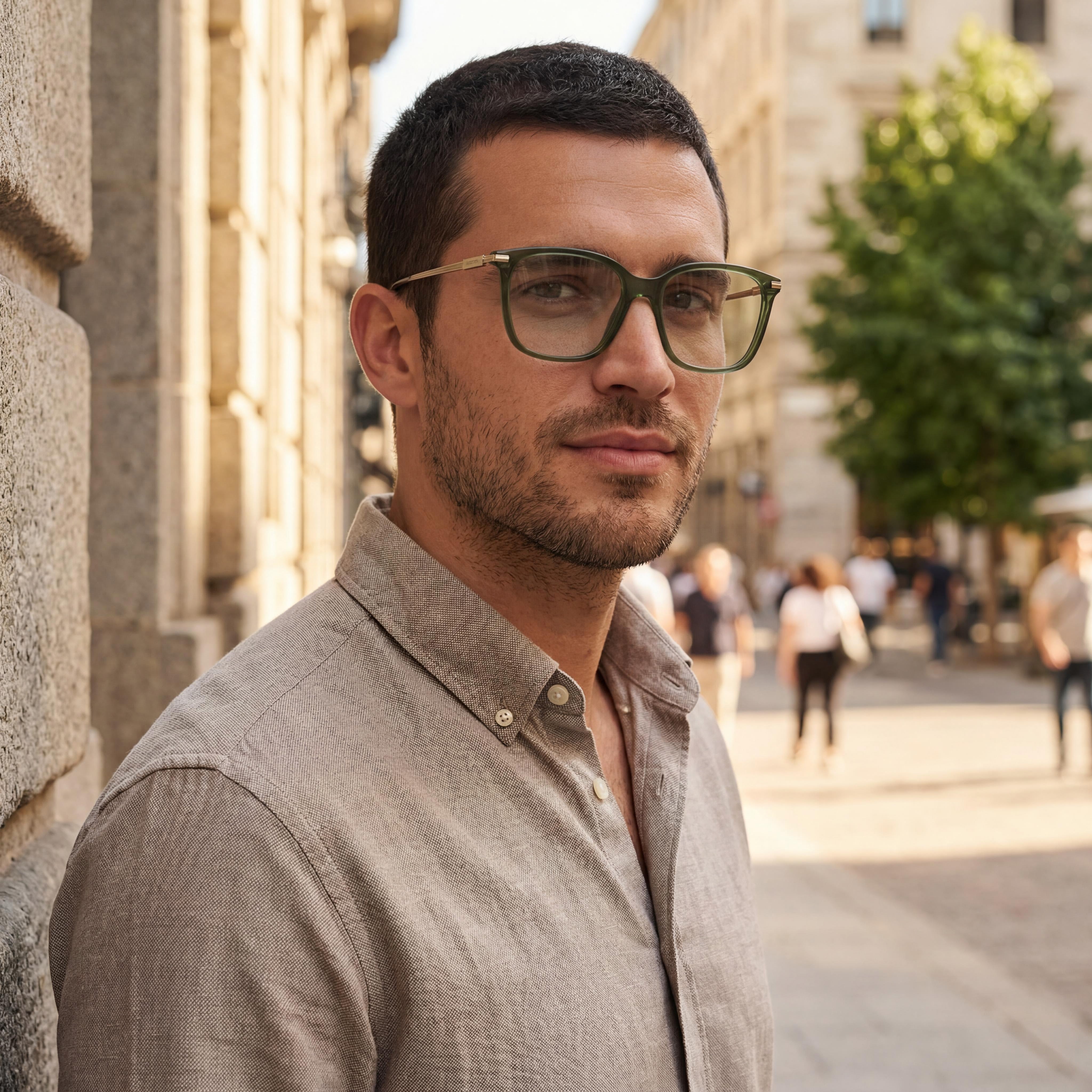 Gafas de acetato Salvatore Ferragamo Sf2992 para hombre, transparentes color caqui, 53 mm, Photo 5