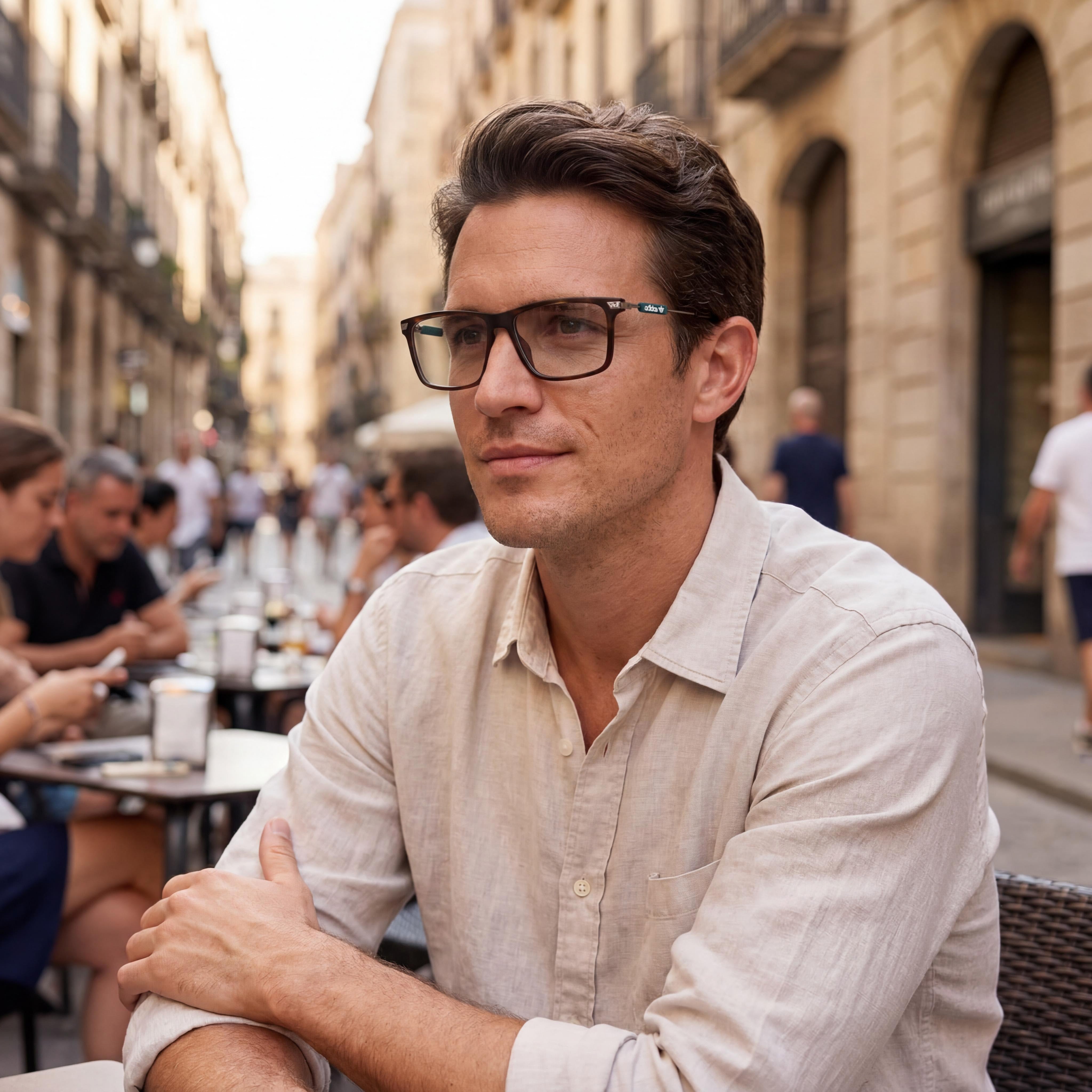 Adidas OR5032 Men's Casual Plastic Frame Optical Glasses, Dark Havana, 54mm Lens Width, Photo 6