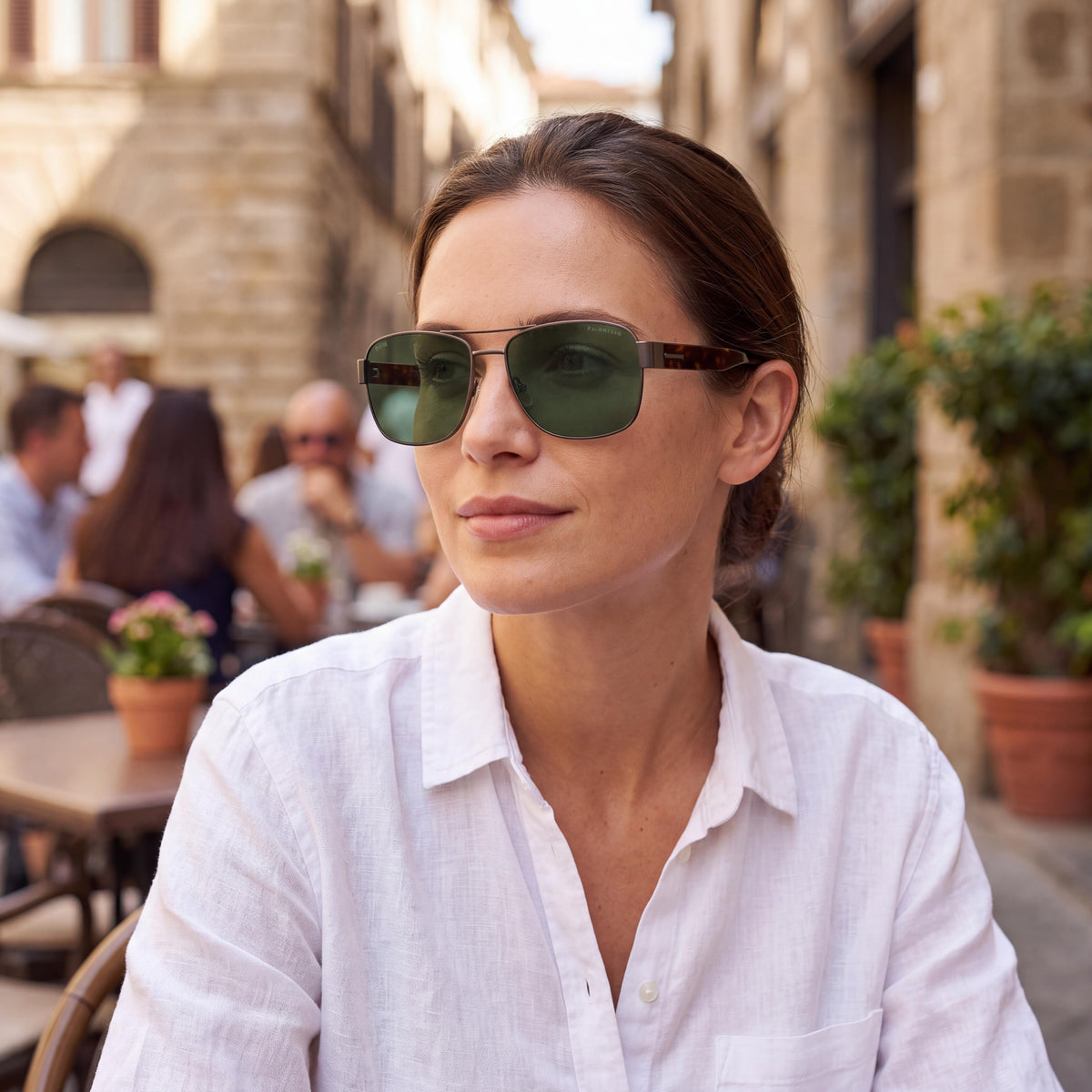 Gafas de sol unisex Hugo Boss Casual con montura de acero inoxidable en tono habana y lentes verdes con protección UV de 60 mm, Photo 6