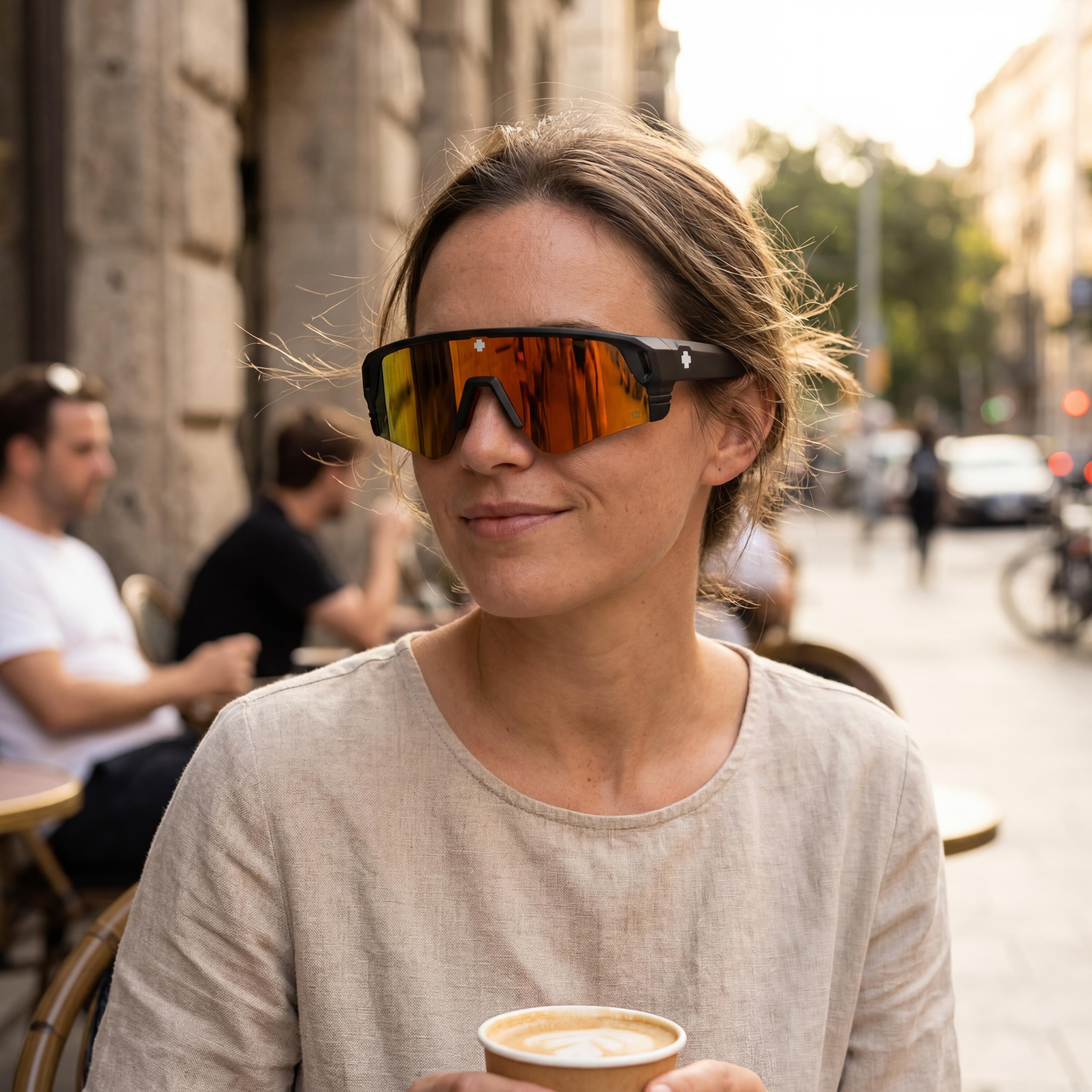 Spy Monolith Speed Unisex Matte Black Plastic Sunglasses with UV Protection Happy Boost Orange Mirror 142mm, Photo 4