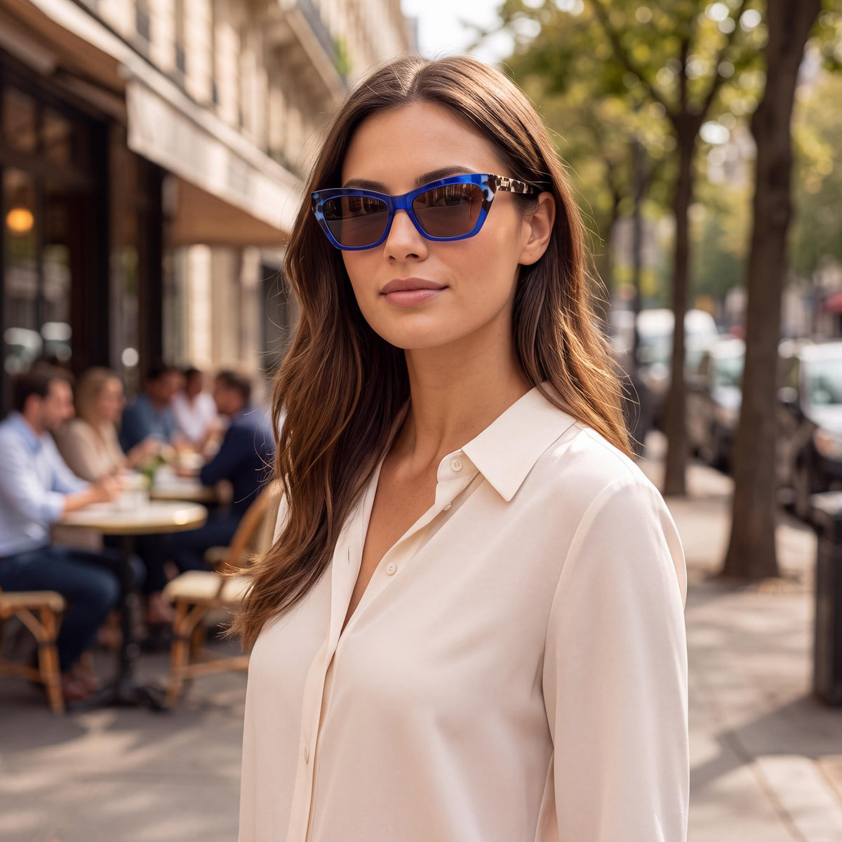 DKNY DK 547 S Women's Acetate UV Protection Glasses in Cobalt Bone Tortoise, 55-16-135mm, Photo 4