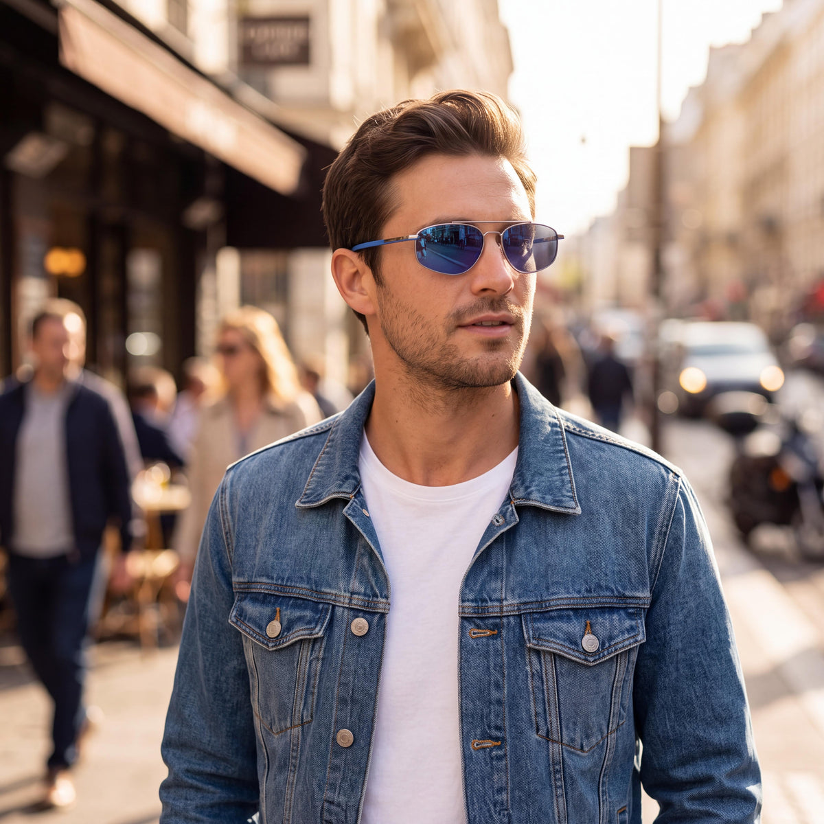 adidas OR0099 Sunglasses with Polished Palladium Metal Frame and Blue Mirror Lenses 55mm, Photo 4