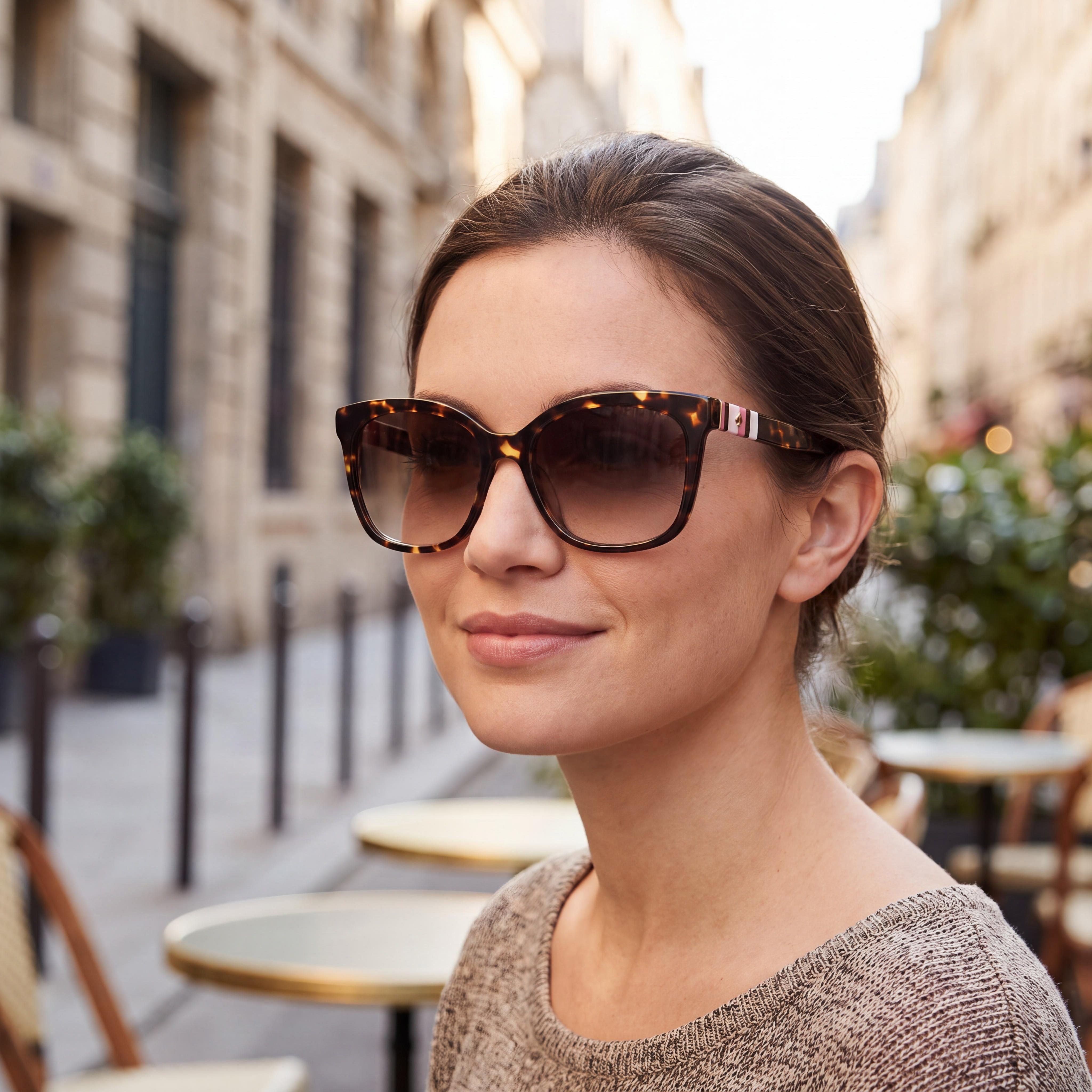 Gafas de sol de mujer kate spade new york KIYA/S, de plástico negro, con lentes degradadas gris oscuro y protección UV, 53 mm, Photo 4