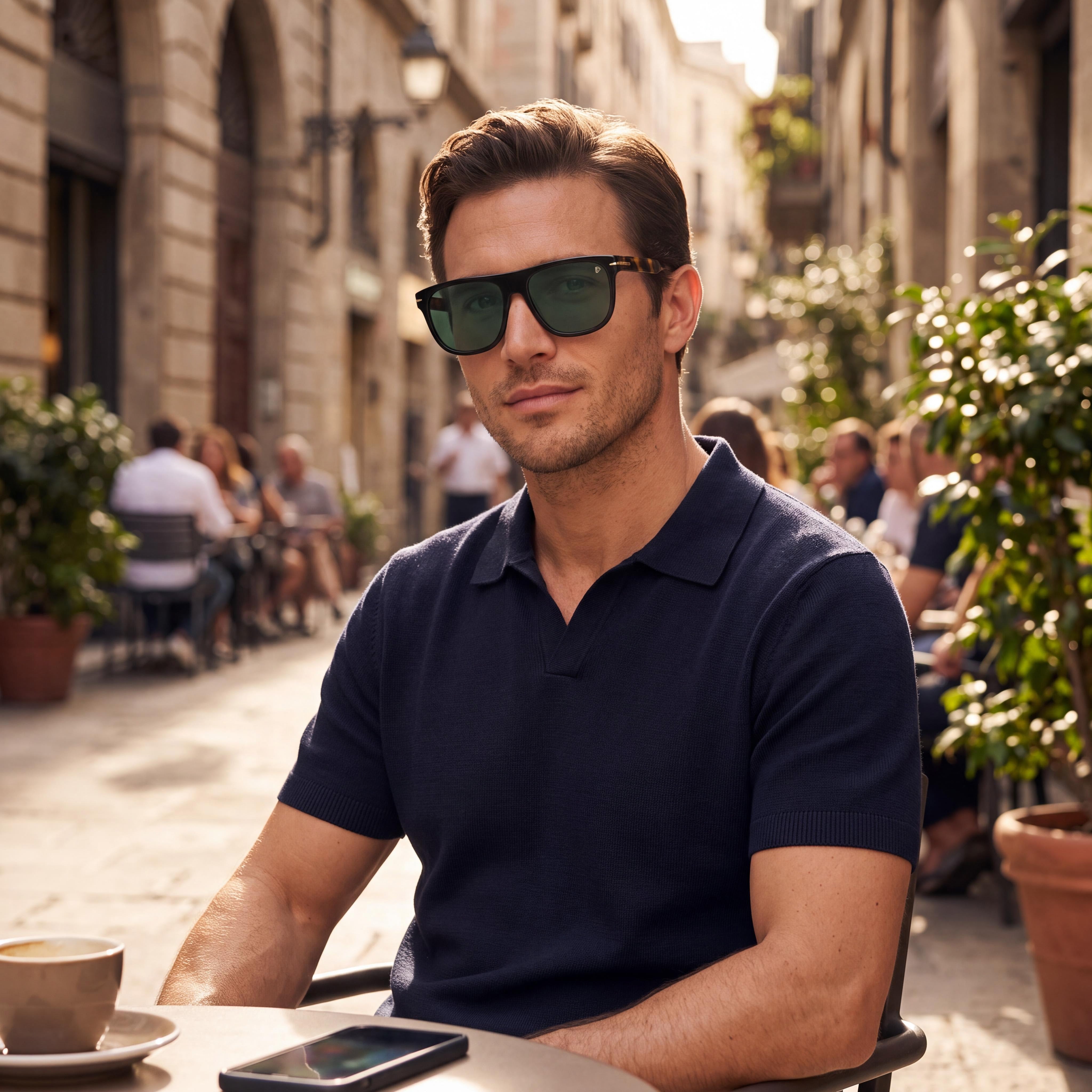 David Beckham DB 7111/S Men's Black Havana Acetate Non-Polarized Green Mirror Sunglasses 56mm, Photo 4