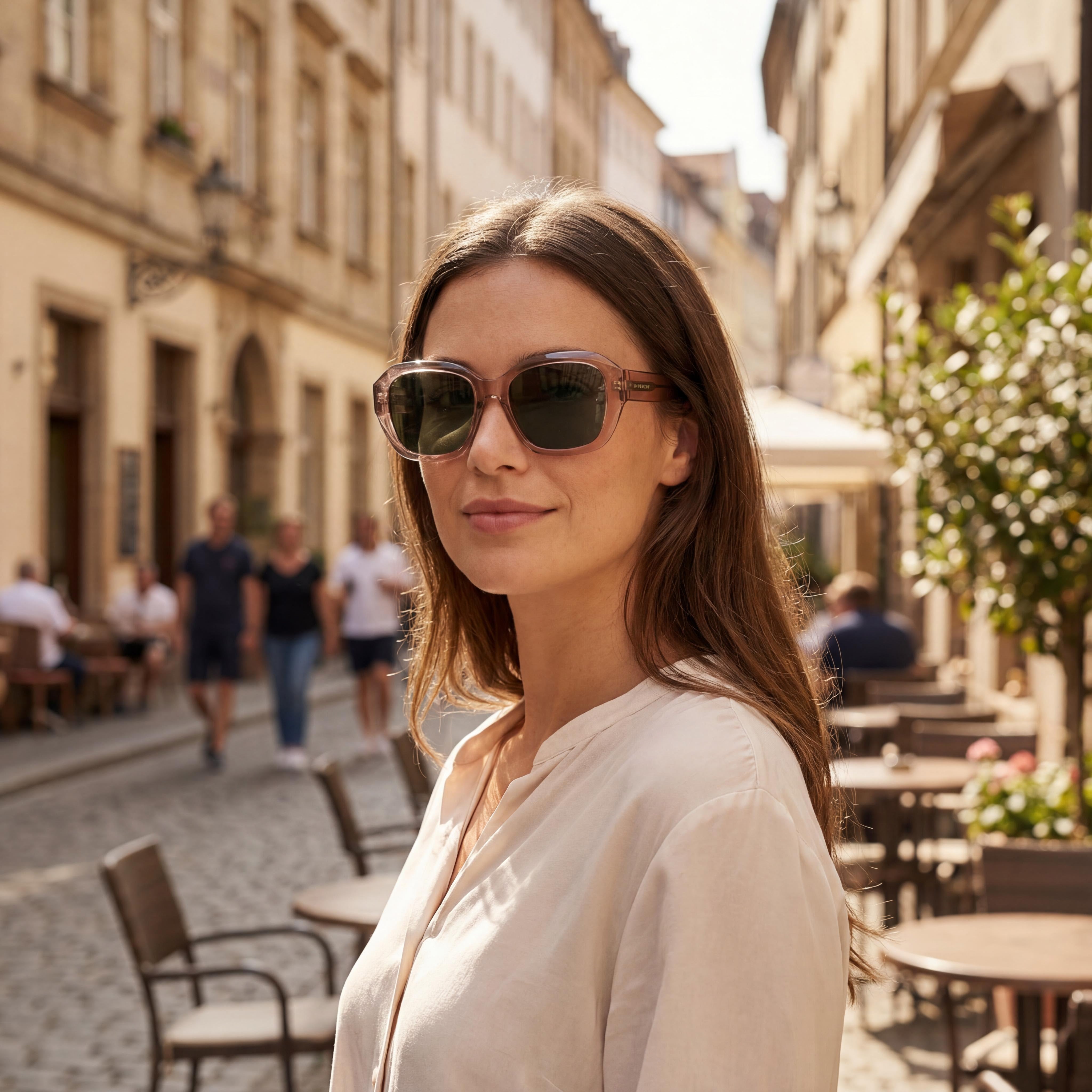 Givenchy Casual Women's Shiny Orange Plastic, Green Lens, 100% UV Protection Sunglasses 56mm, Photo 6