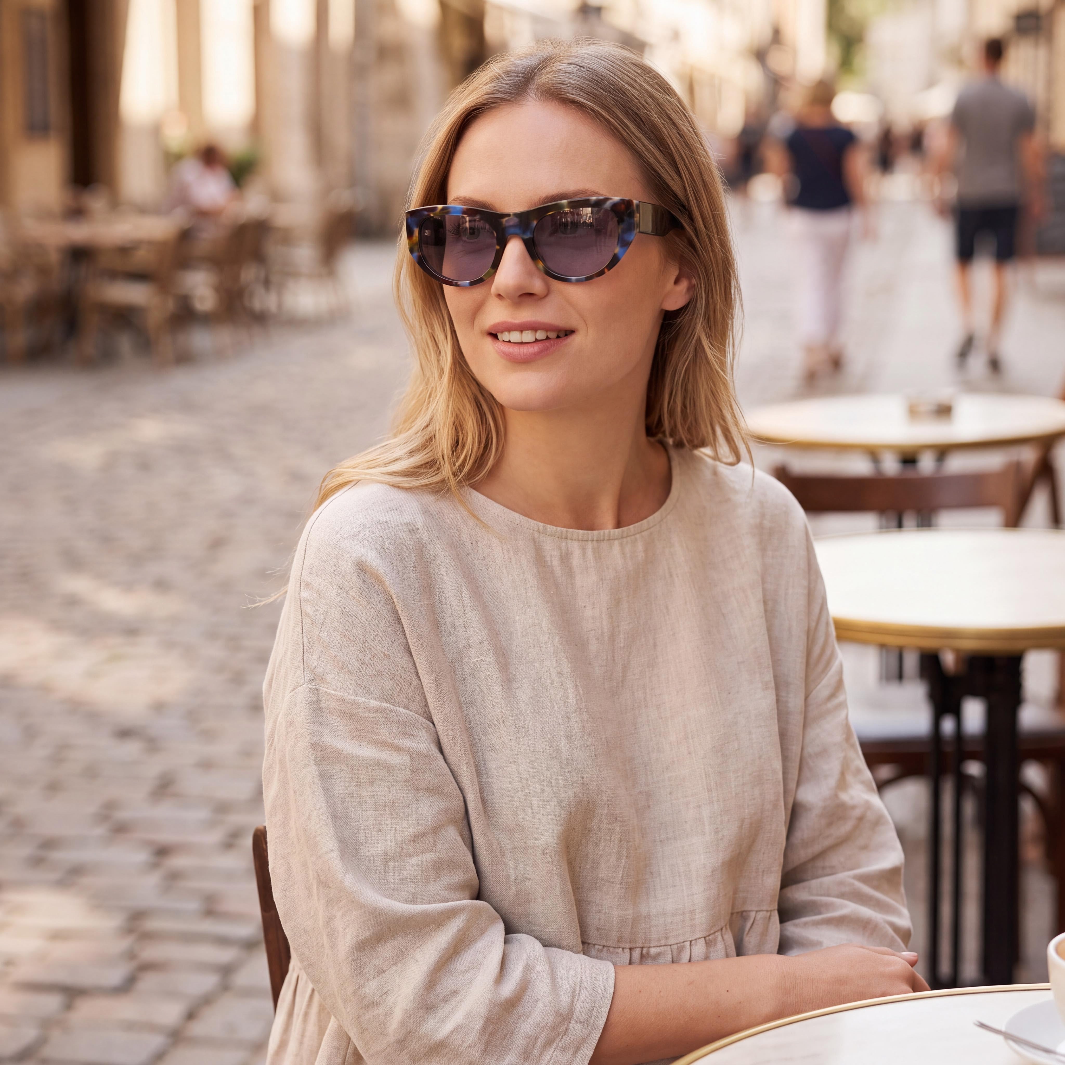 DKNY Women's Dk550s Blue Tortoise Plastic Frame and Lens Non-Polarized UV Protection Sunglasses 53mm, Photo 5