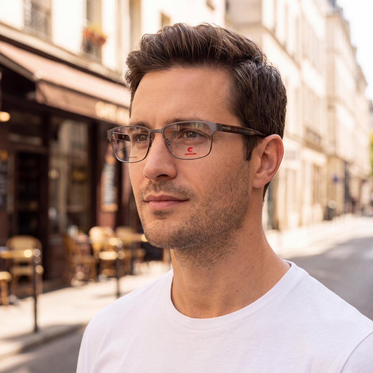 Carrera Carrera 8891 Gafas de hombre, montura de metal rutenio oscuro Habana, lentes transparentes, tamaño 56mm, Photo 6