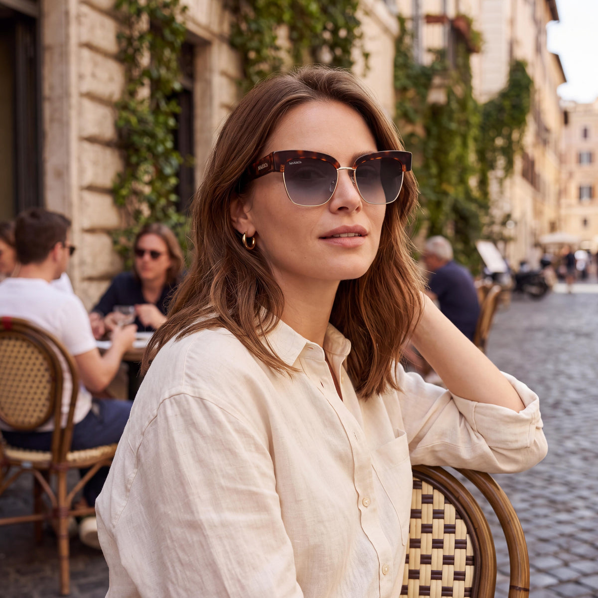 Max & Co. MO0092 Women's Acetate Sunglasses with Dark Havana Frame & Gradient Blue Lenses, Size 54mm, Photo 4