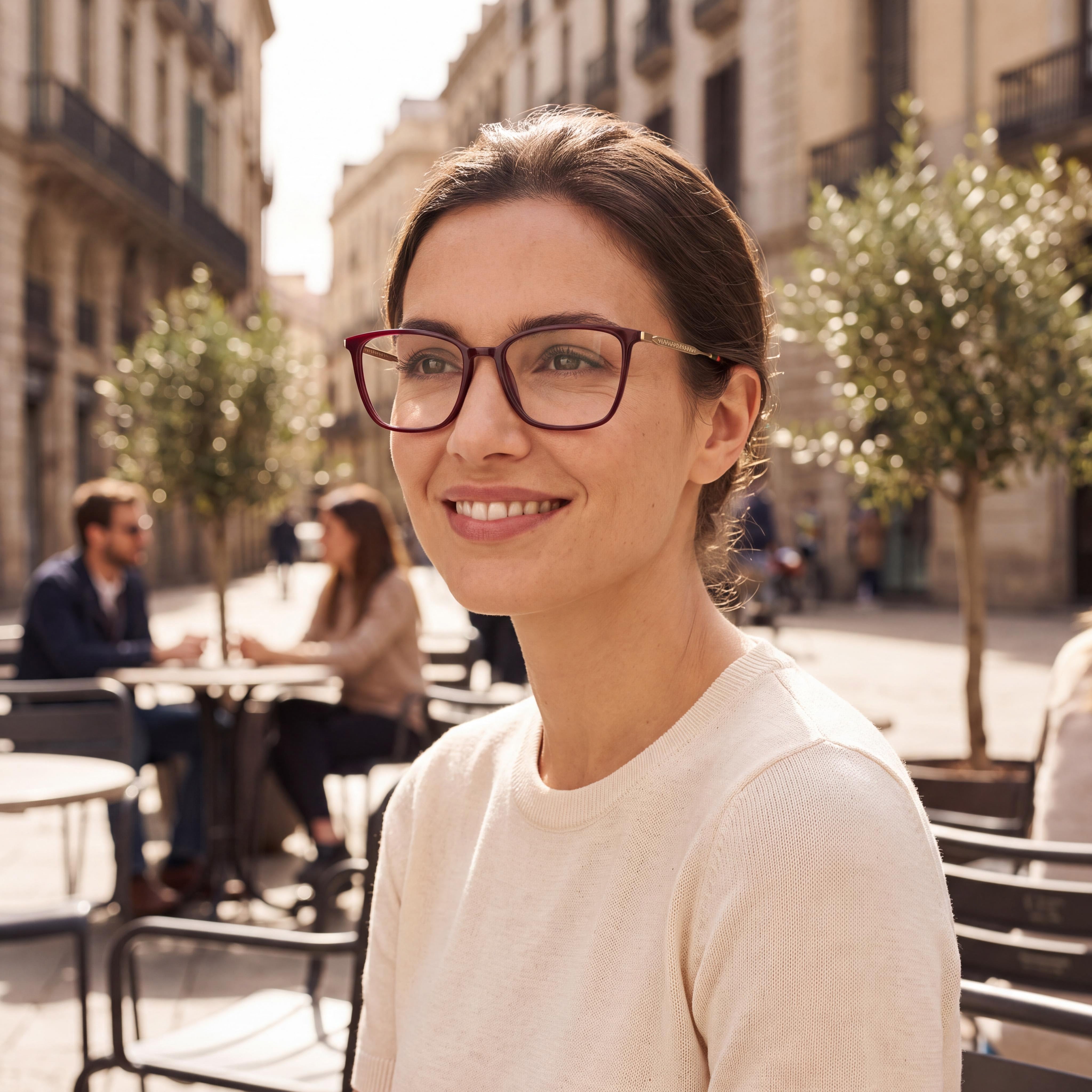 Lacoste Casual Women's Optical Eyeglasses with Burgundy Plastic Frame and Non-Polarized Transparent Plastic Lenses - Size 53-15-140, Photo 4