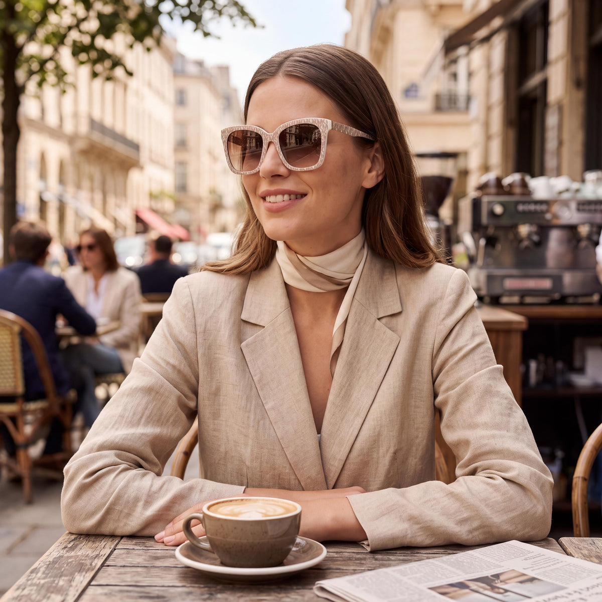 Michael Kors 2163f 310313 55 Women's Square MK Repeat Vanilla Plastic Frame Brown Gradient 100% UV-protective Lenses 55mm, Photo 4