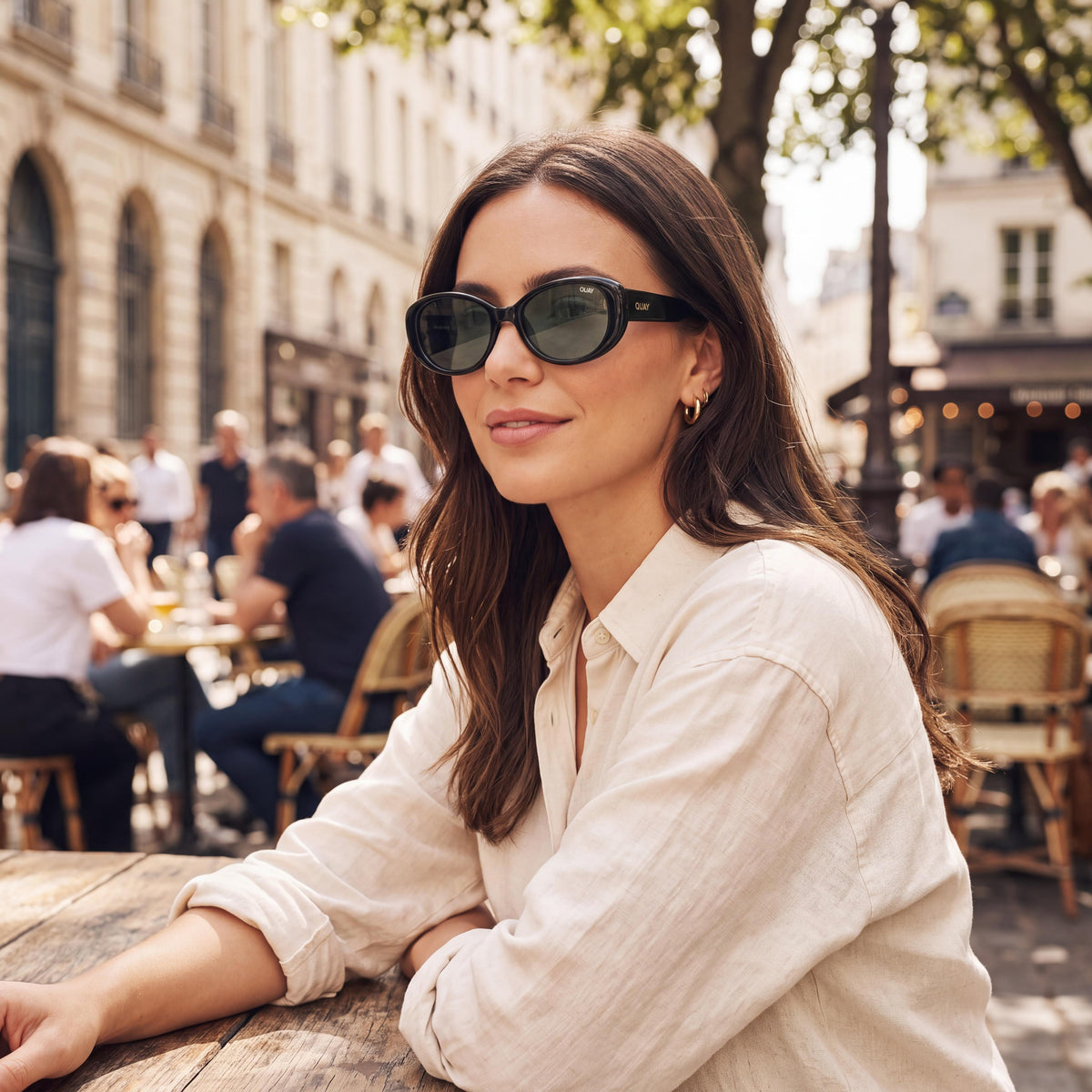 QUAY AUSTRALIA On Brand Women's Classic Style Sunglasses, featuring a timeless design with Black Frame and Smoke Lenses, Photo 6