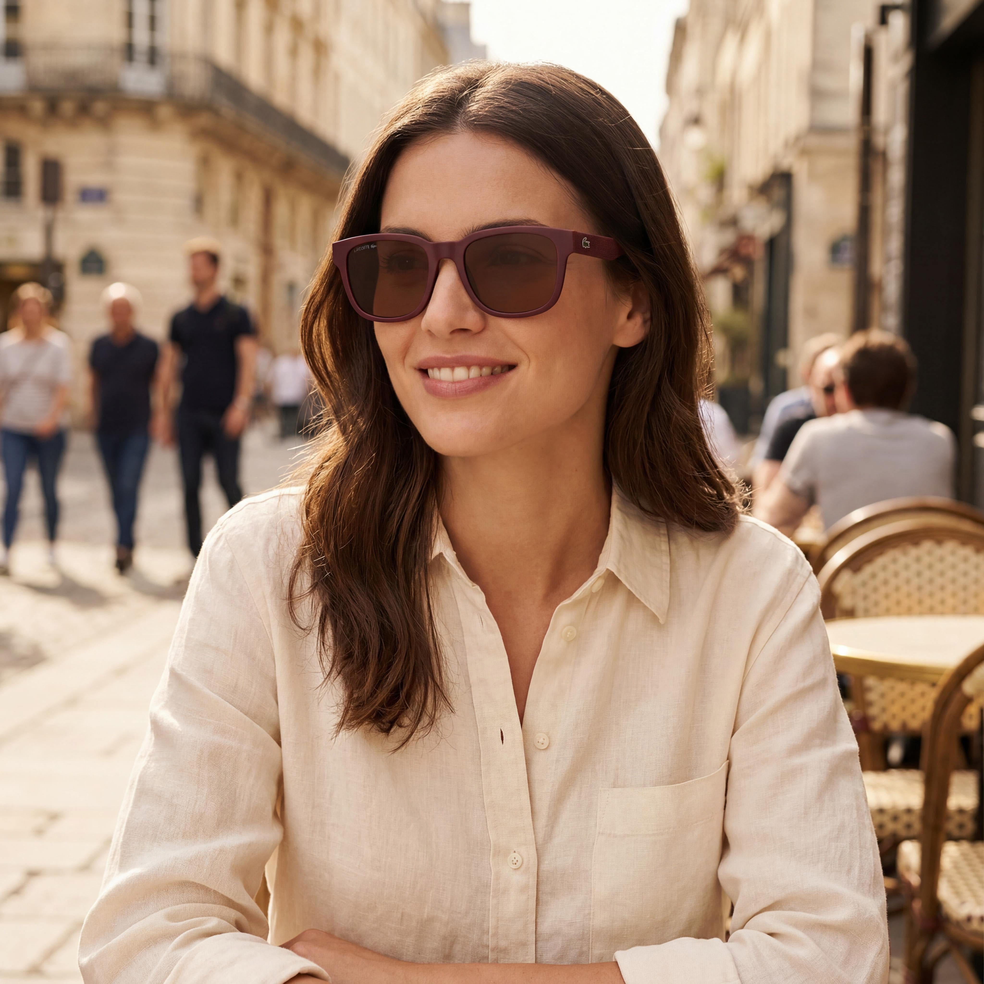 Gafas de sol Lacoste modernas unisex de plástico mate rojo no polarizadas con protección UV 53 mm, Photo 6