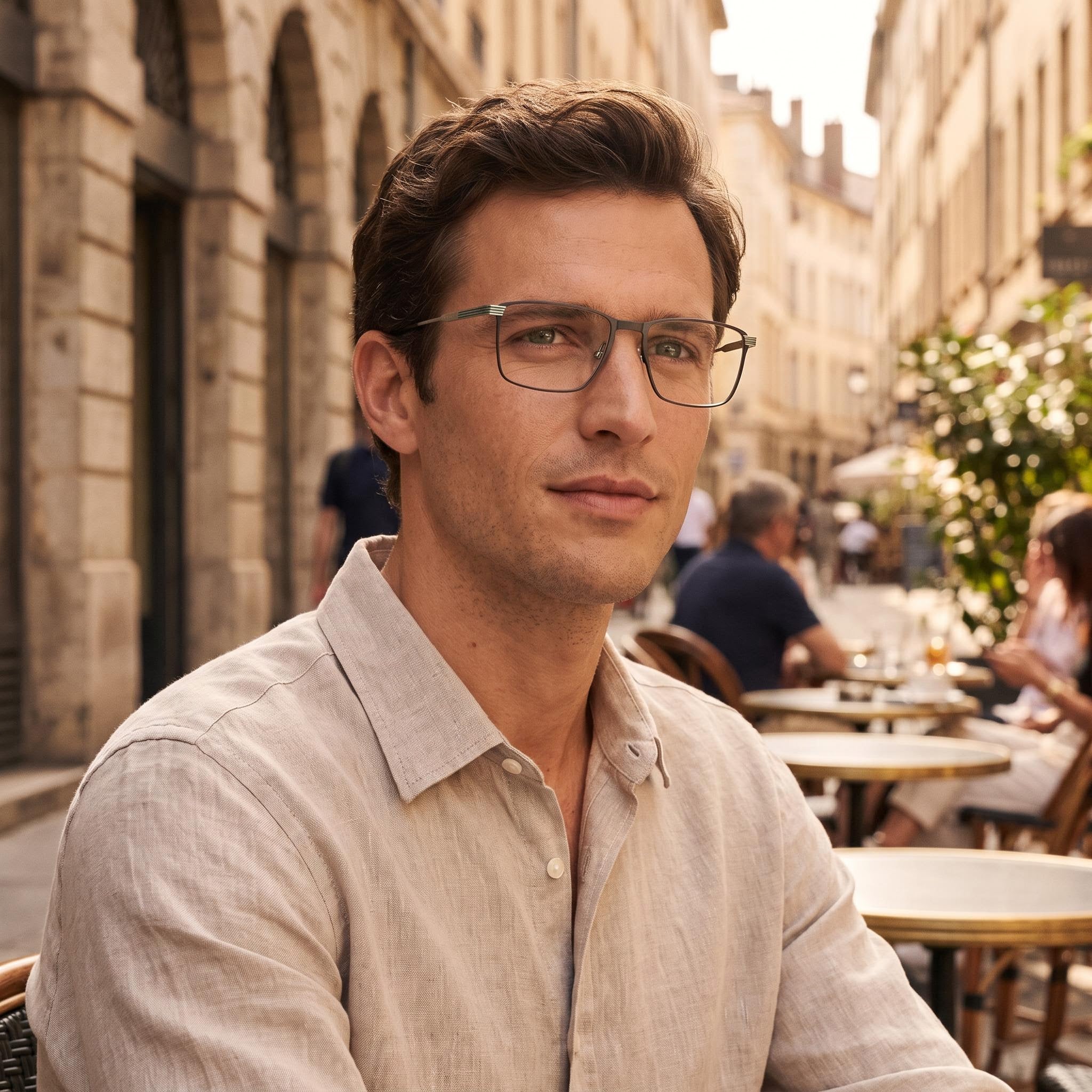 Gafas casuales Lacoste para hombre con montura negra mate y lentes de plástico transparentes, 54 mm de ancho de mica, Photo 6