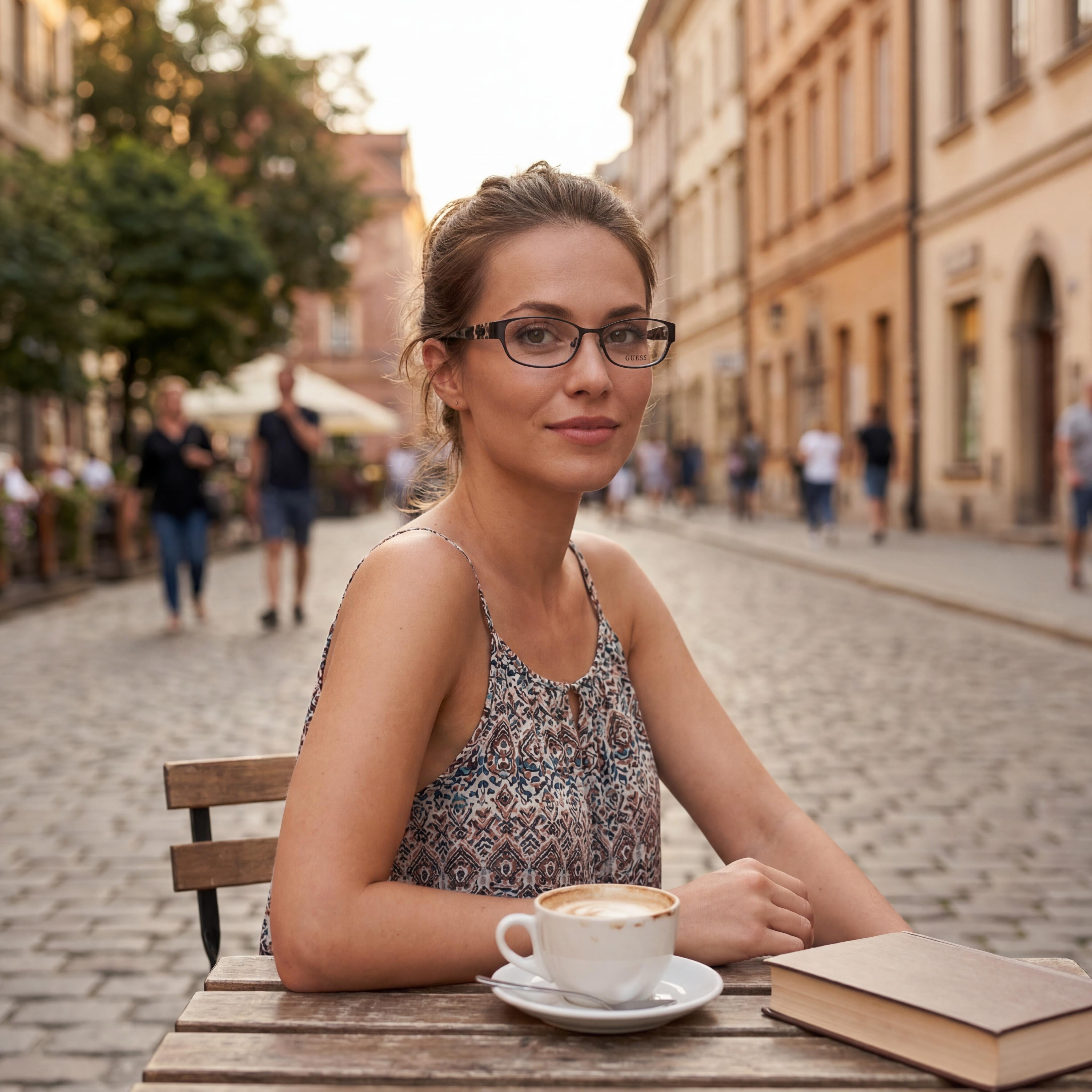 GUESS Gu2412 Women's Round Metal Full-Rim RX-Able Eyeglasses, Satin Black Frame, Lens 52mm Bridge 16mm Temple 135mm, Photo 6
