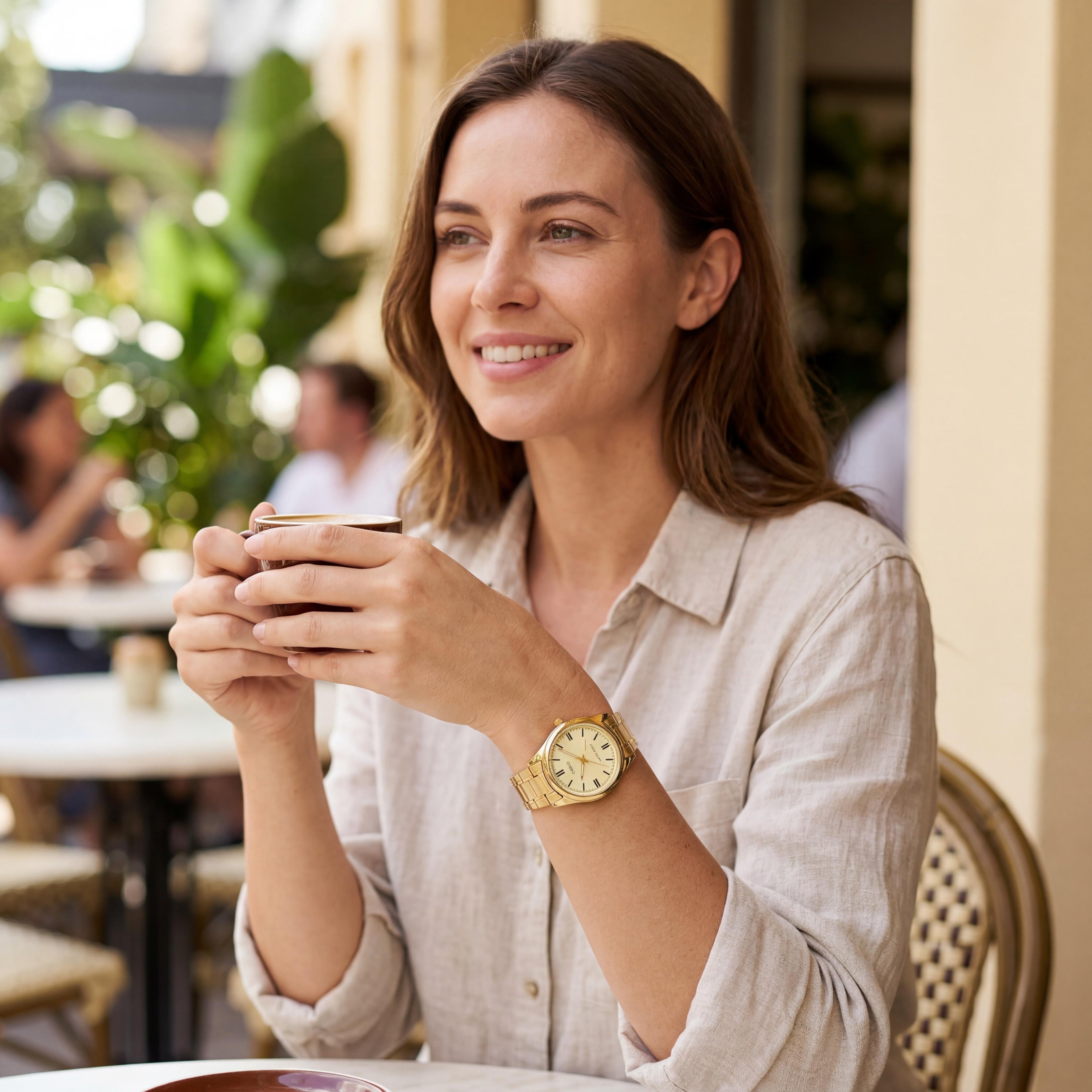 Casio Women’s Analog Watch with Quartz Movement, Gold Ion Plated Stainless Steel Band, Resin Case, Water Resistant, Photo 5