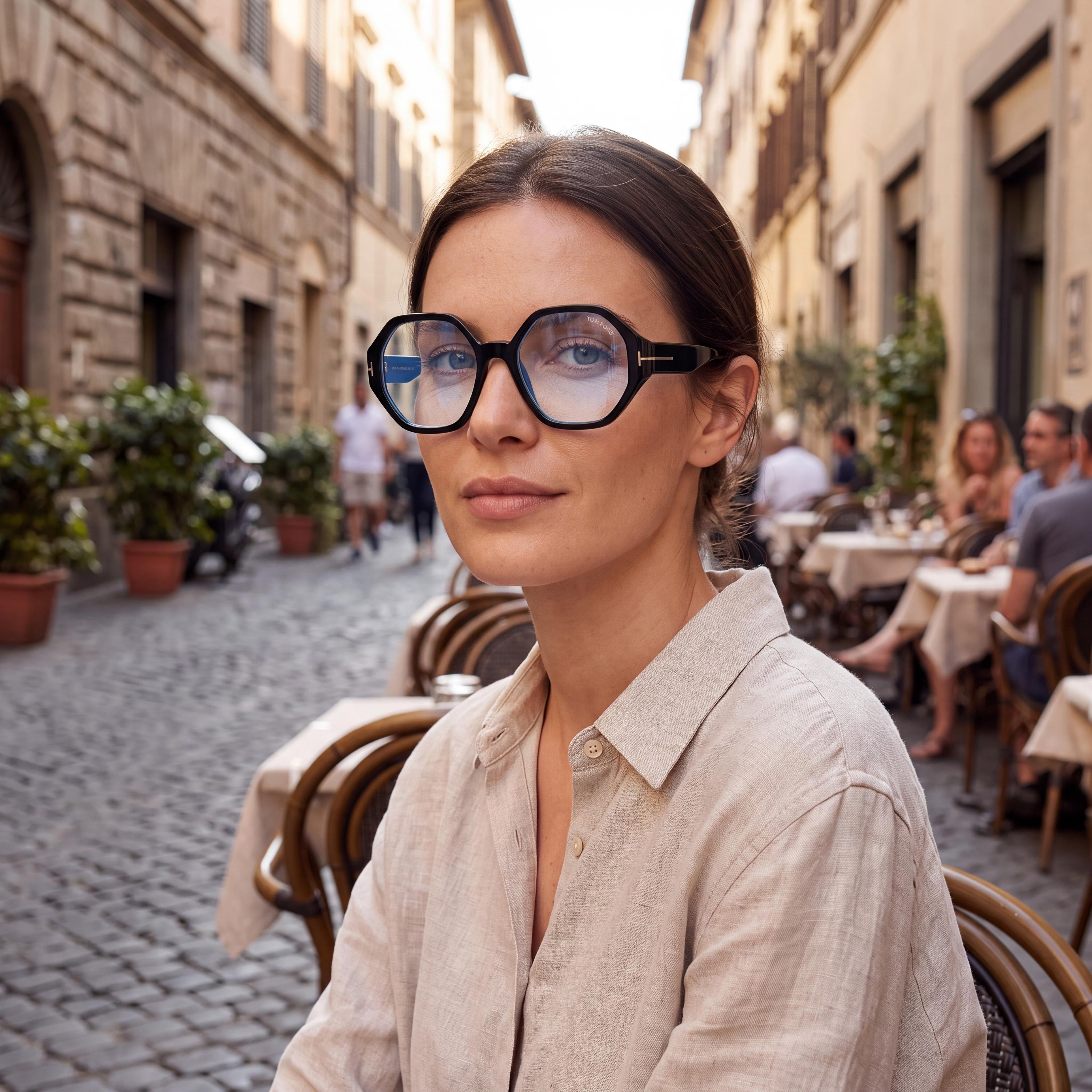 Tom Ford FT5967-B Unisex Shiny Black Eyeglasses Frame with Polycarbonate Lenses 53-18-140, Photo 6