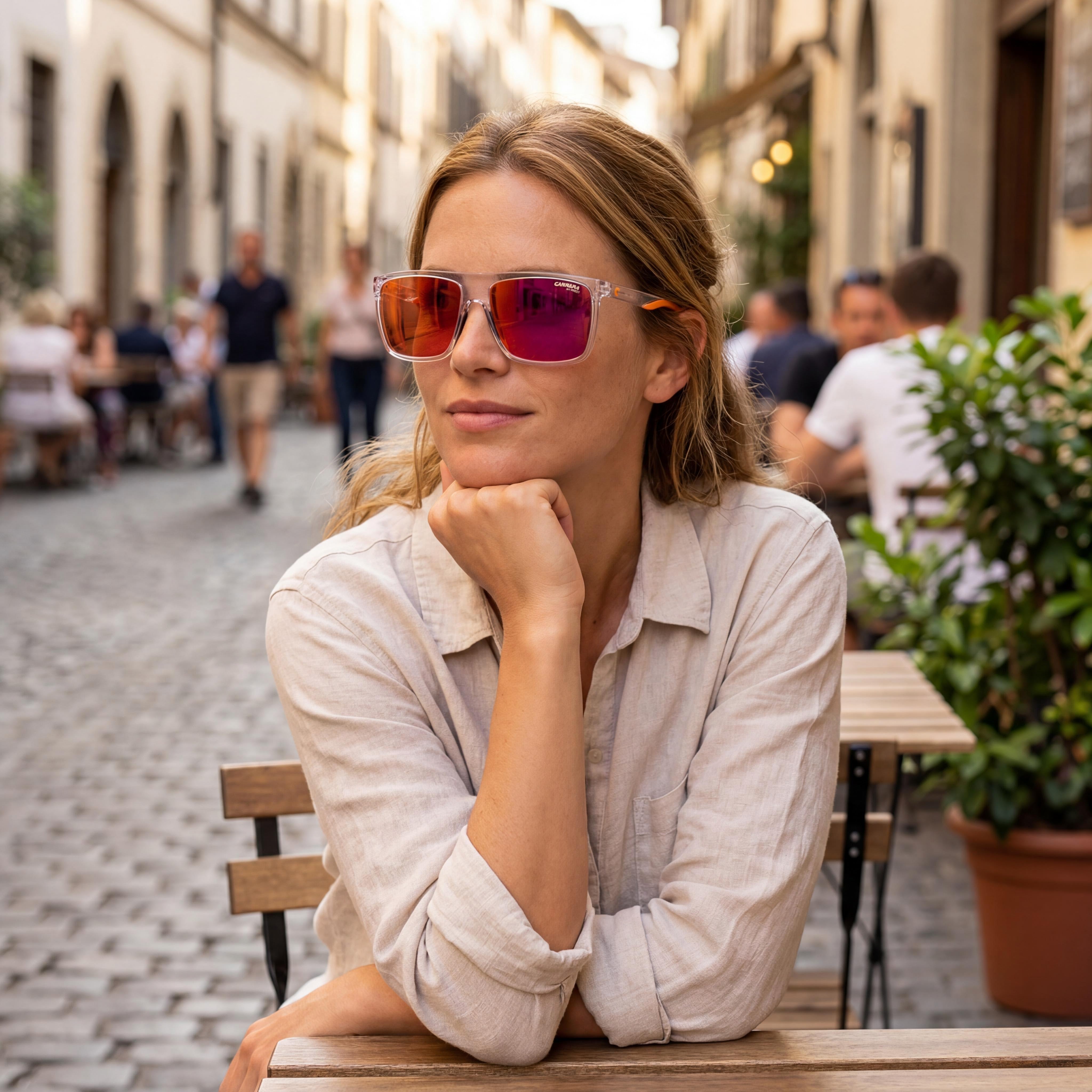 Carrera Modern Unisex Rectangle Transparent White Polyamide Frame Sunglasses with Crystal Lenses, UV Protection 58-16-145mm, Photo 4