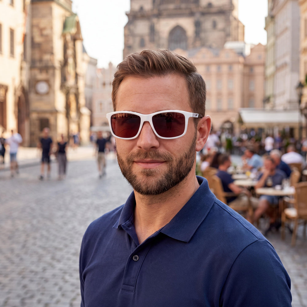 adidas SP0052 Men's Sunglasses with White Injected Frame, Roviex Mirror Non-Polarized Lenses, 56mm Lens Width