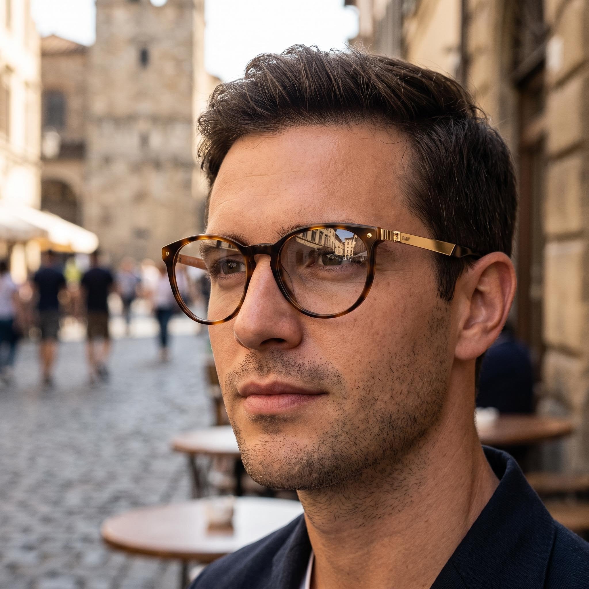 BMW Bw5003-h Men's Plastic Dark Havana Eyewear 54-17-145, Photo 4