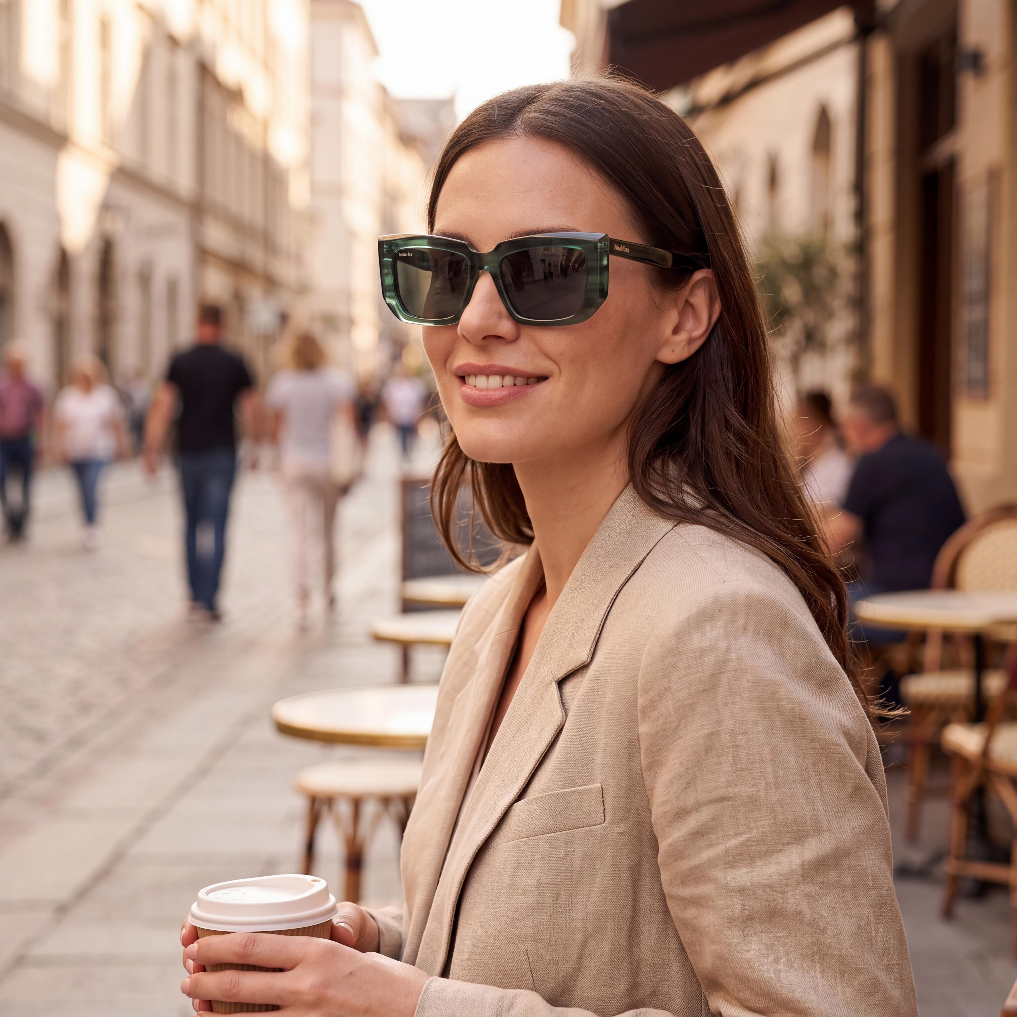 MaxMara Mm0126 Women's Non-Polarized Acetate Frame Eyeglasses, Dark Green Striped 54-16-140, Photo 6